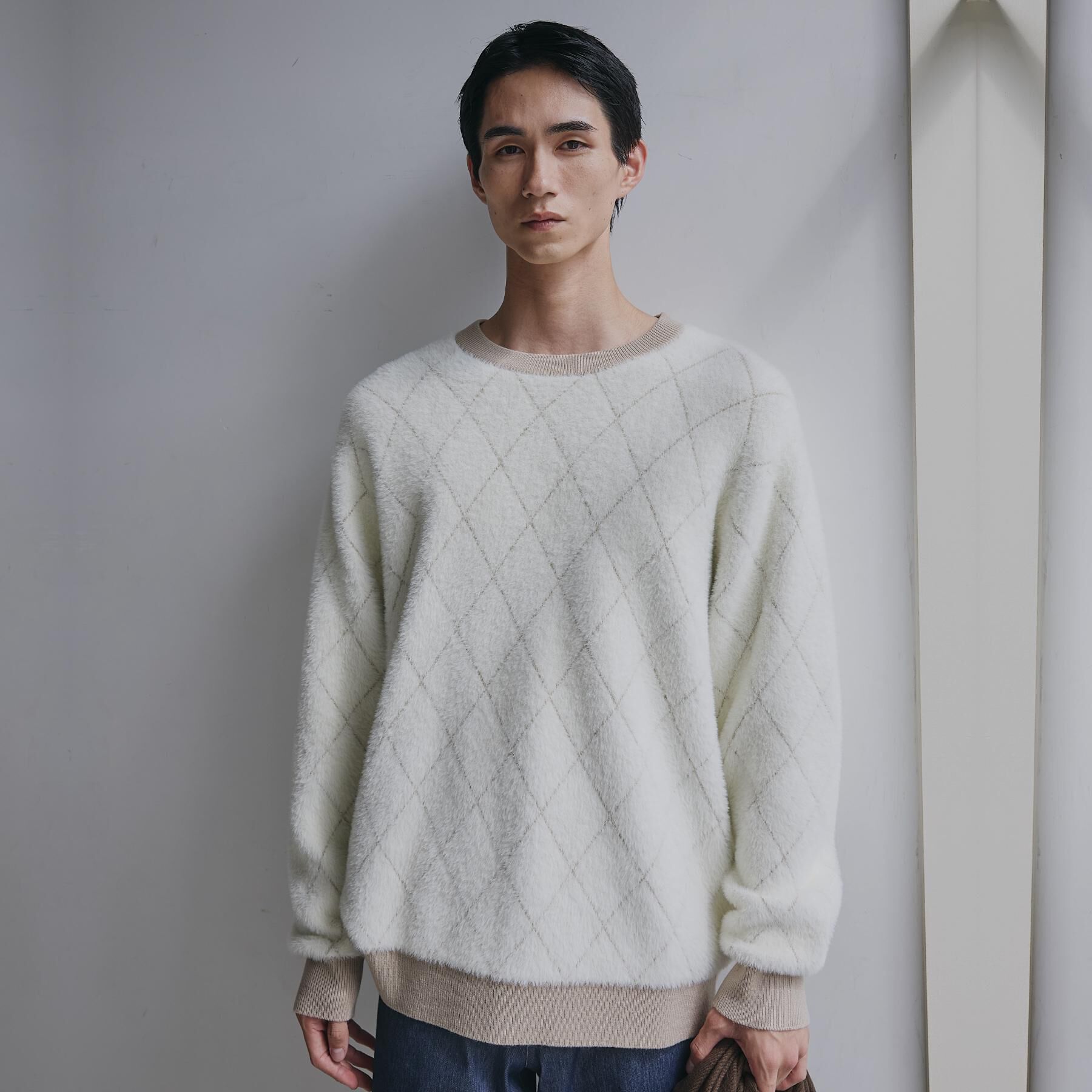 THE SHOP TK「【ふんわり心地いい肌触り】　ダイヤ柄シャギーニット」|ニット・セーター|