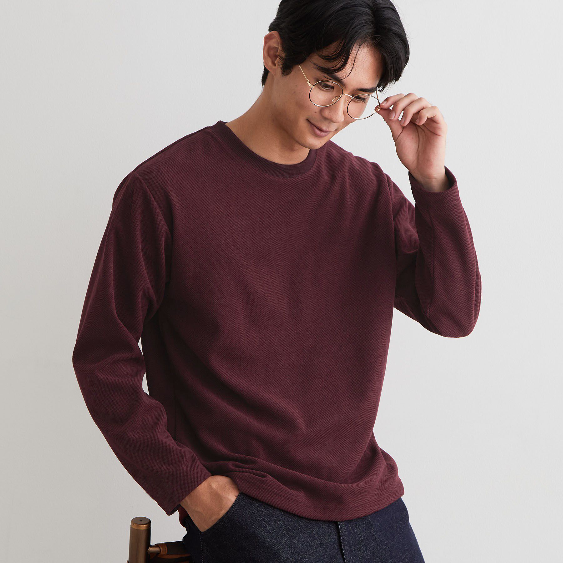 THE SHOP TK「【洗濯機OK】カノコ編み 長袖Tシャツ」|Tシャツ・カットソー|
