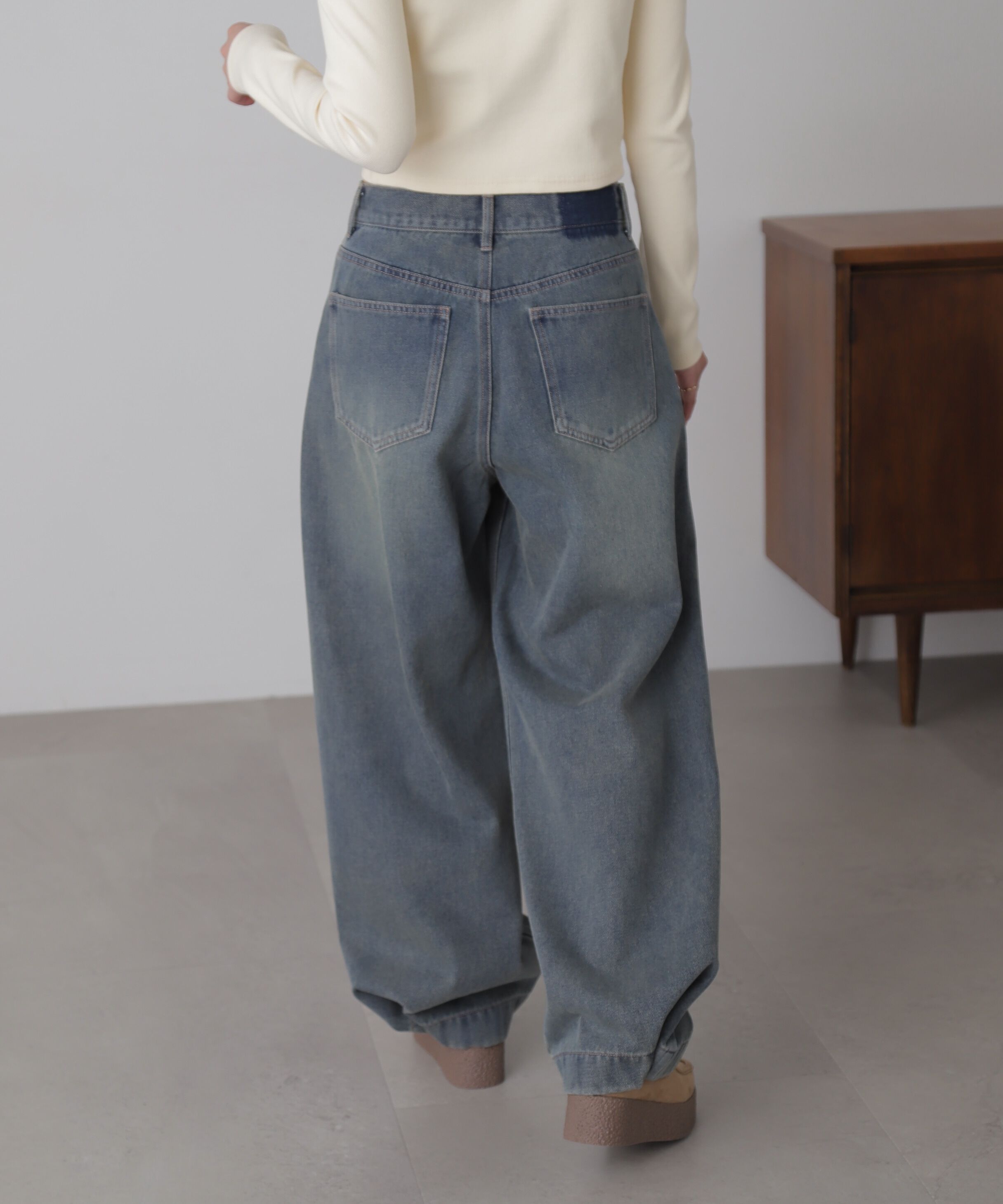  「裾ボタン2wayバギーデニムパンツ」|その他|