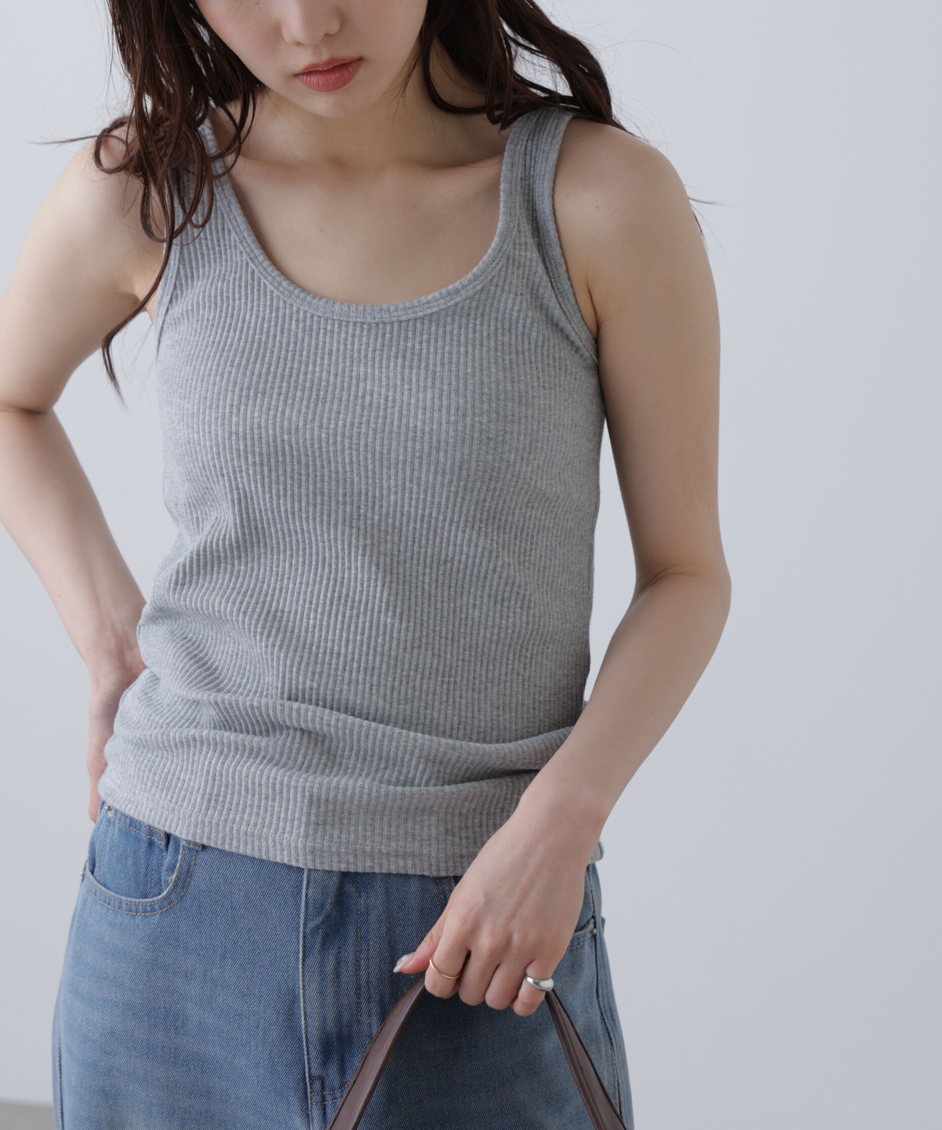 「テレコタンクトップ」|Tシャツ・カットソー|グレー