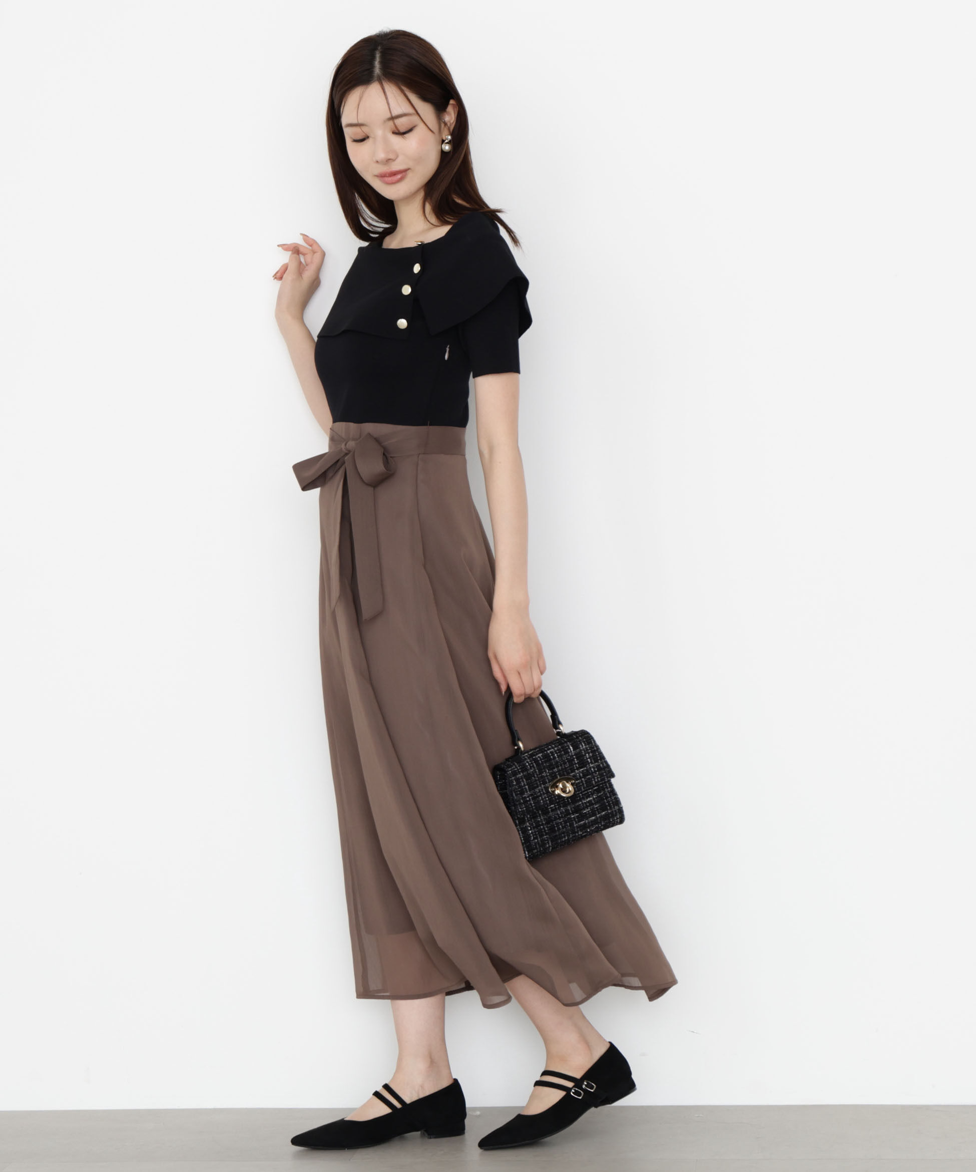 PROPORTION BODY DRESSING「ケープ風ニットドッキングワンピース 25AW」|ワンピース|