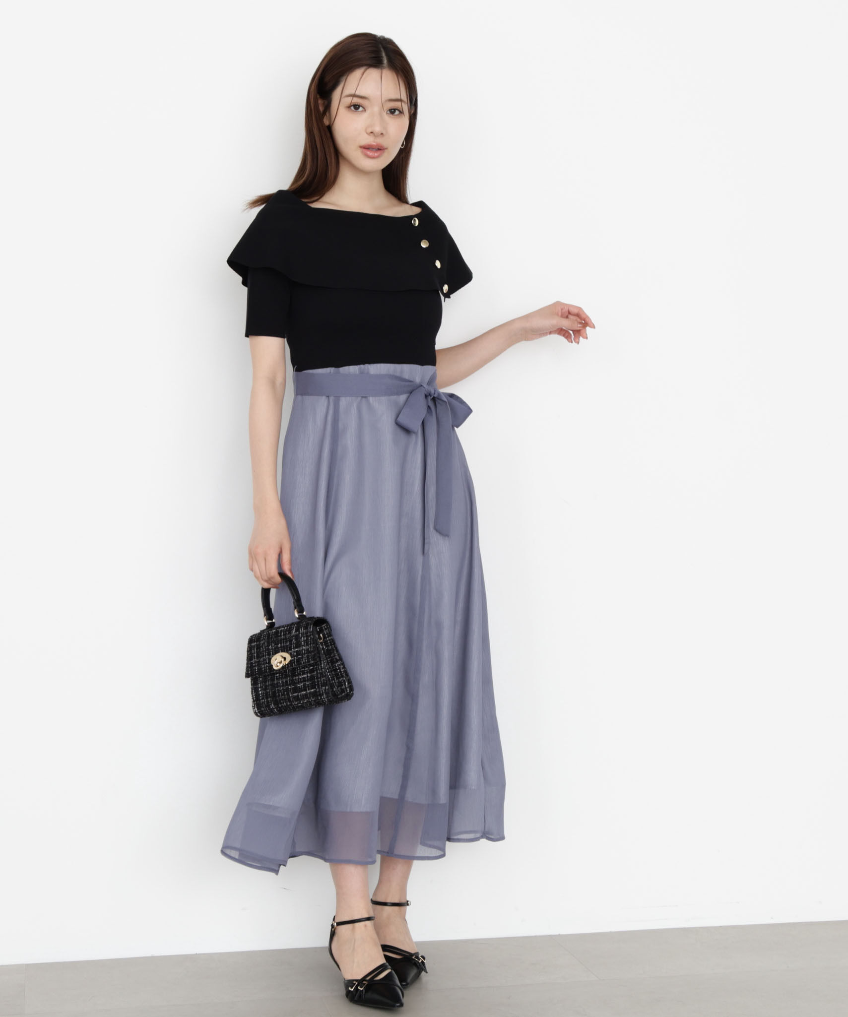 PROPORTION BODY DRESSING「ケープ風ニットドッキングワンピース 25AW」|ワンピース|