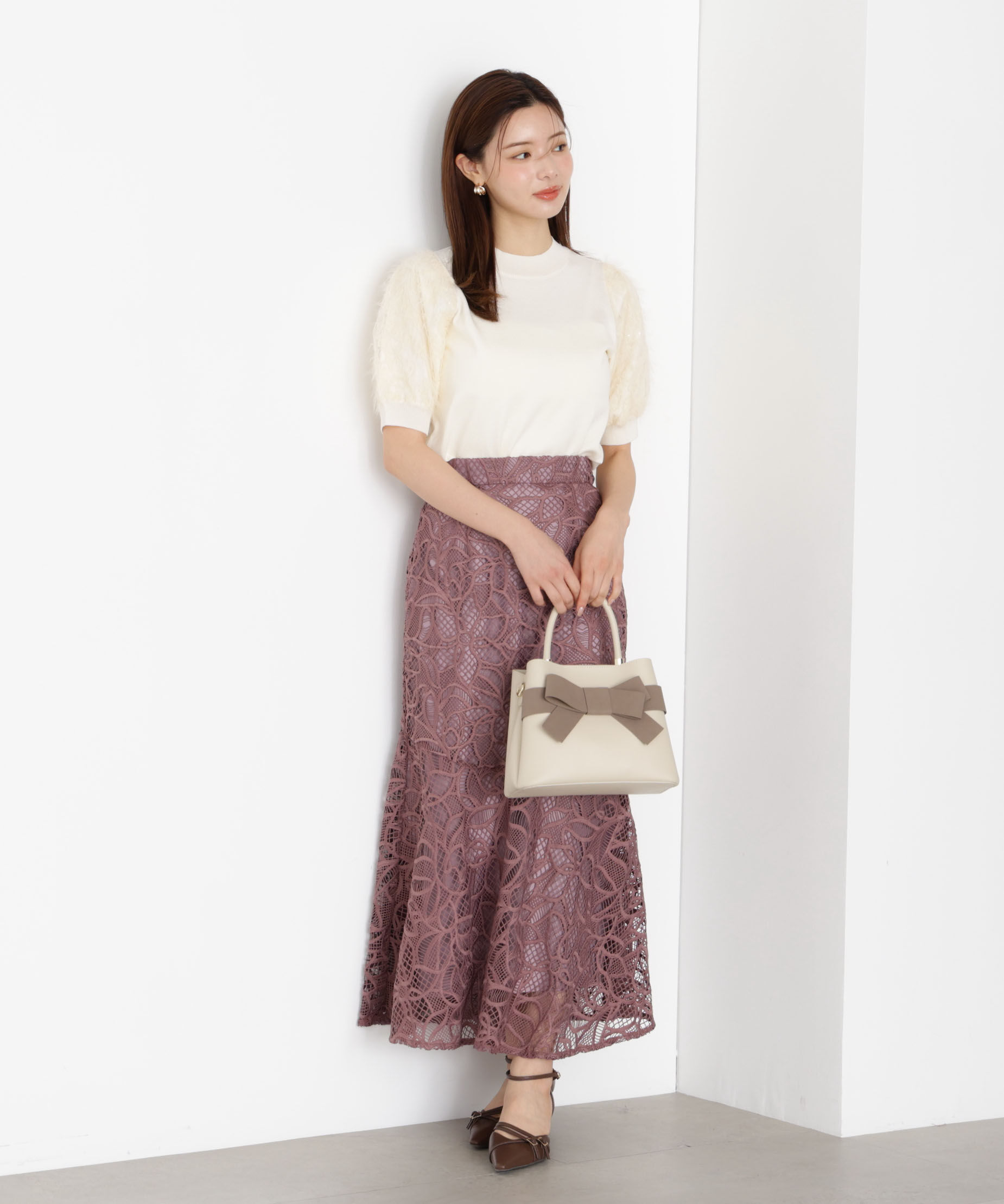 PROPORTION BODY DRESSING「ケミカルレースマーメイドスカート 25AW」|スカート|モカピンク1