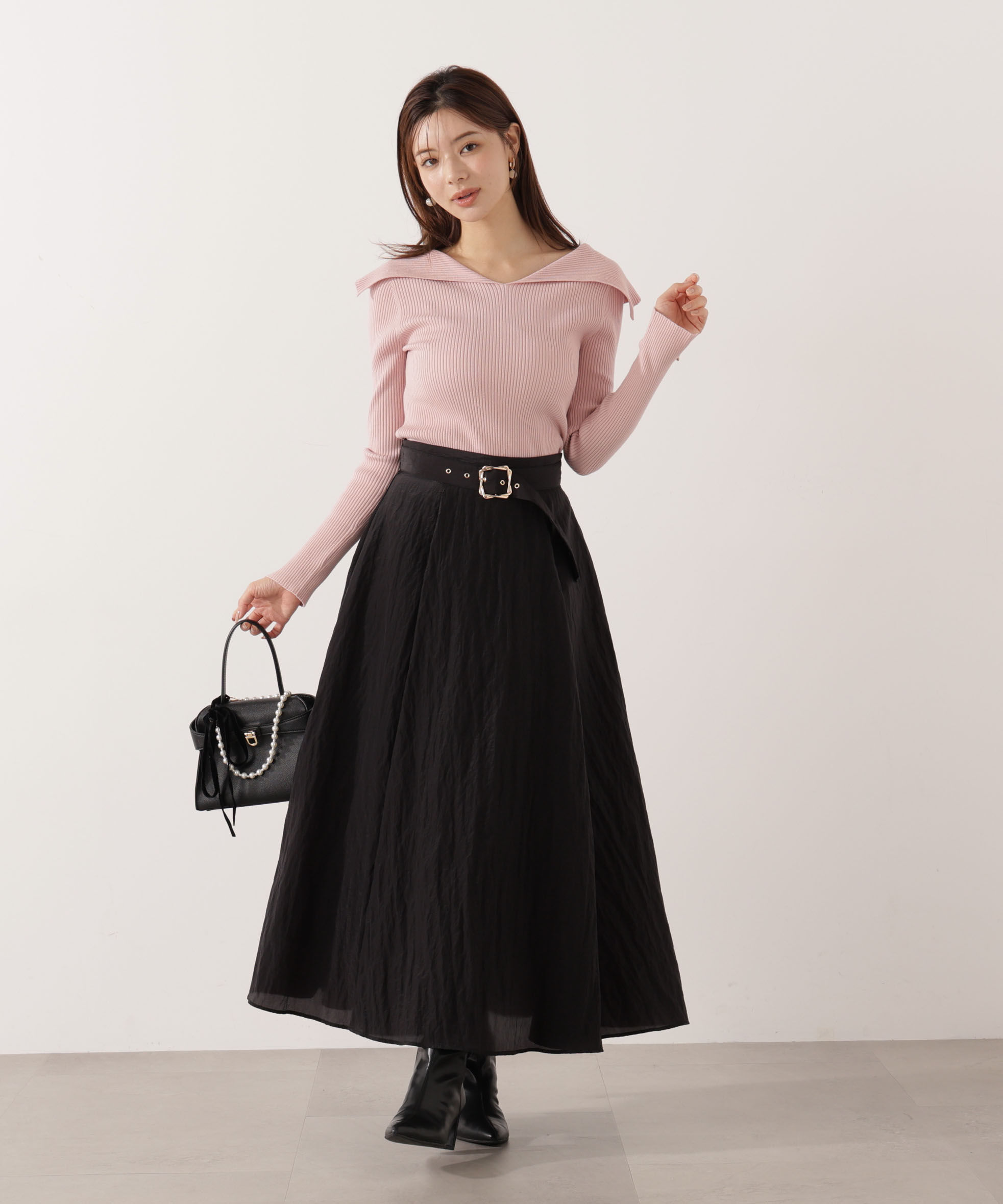 PROPORTION BODY DRESSING「ベルト付きシアーフレアスカート」|スカート|