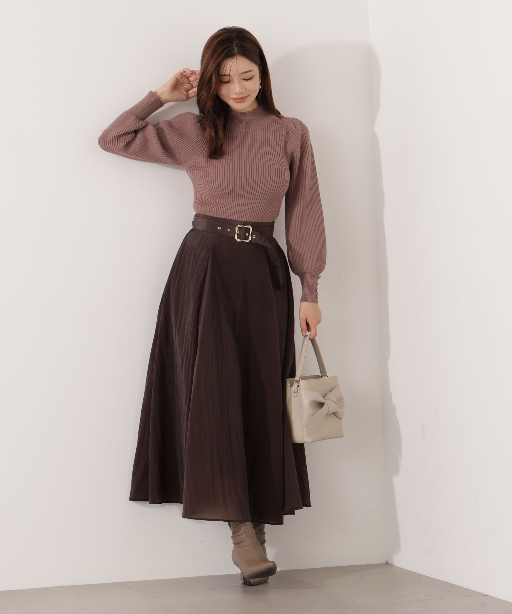 PROPORTION BODY DRESSING「ベルト付きシアーフレアスカート」|スカート|