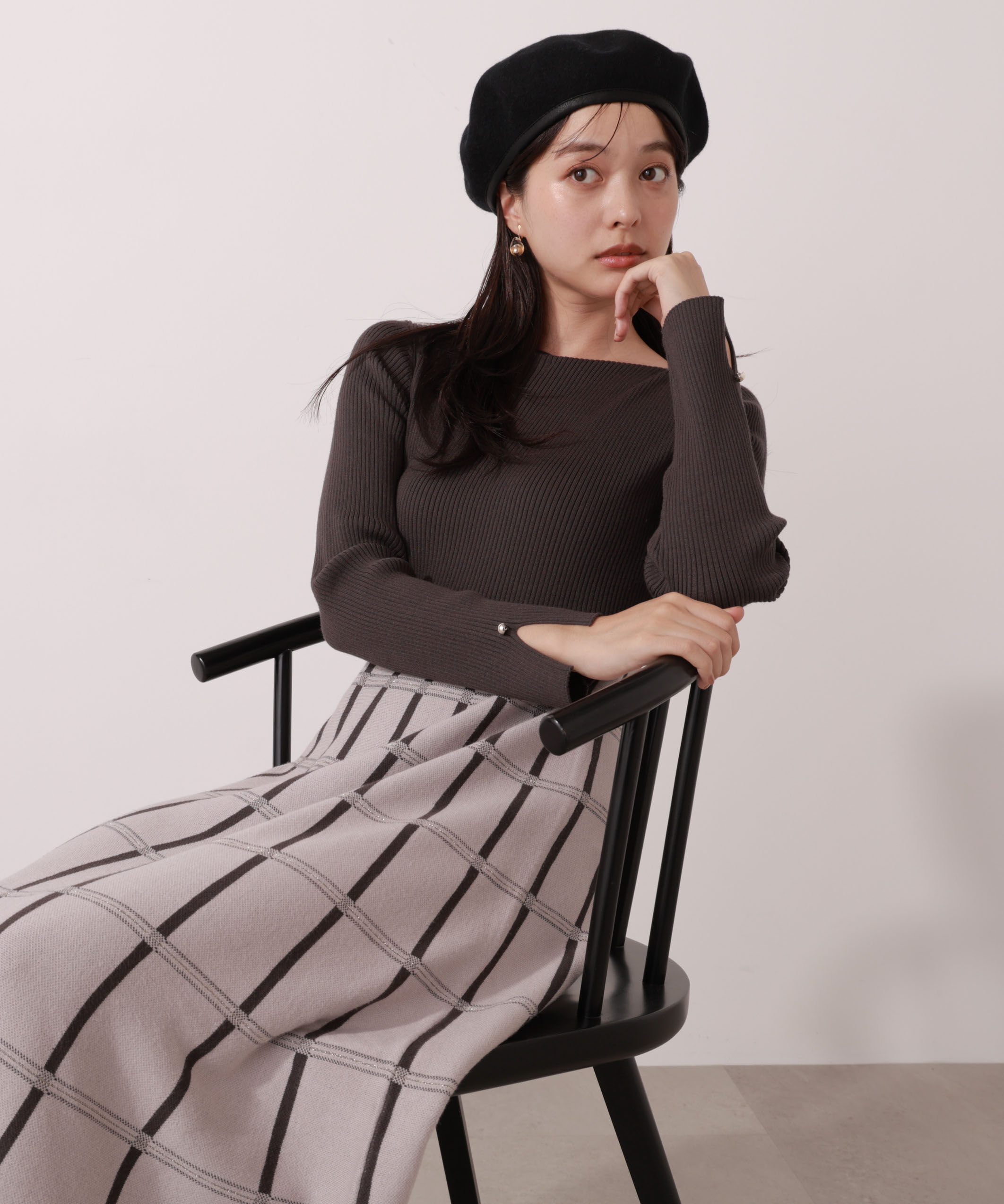 PROPORTION BODY DRESSING「チェック柄ジャガードニットワンピース 25AW」|ワンピース|