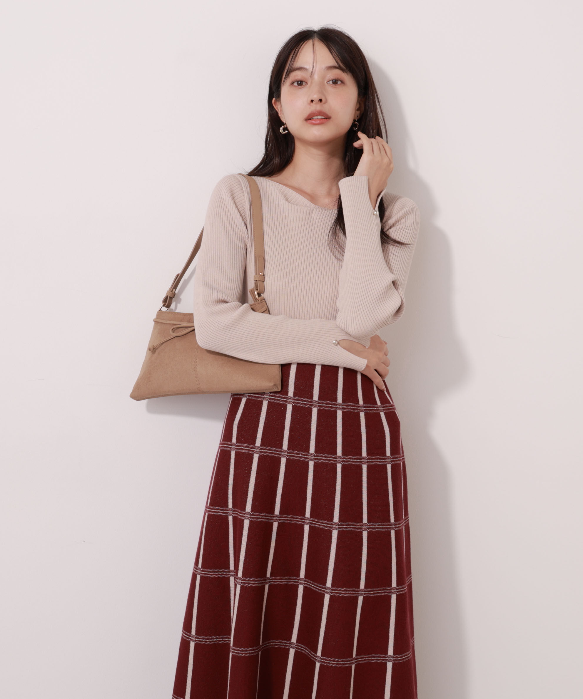 PROPORTION BODY DRESSING「チェック柄ジャガードニットワンピース 25AW」|ワンピース|