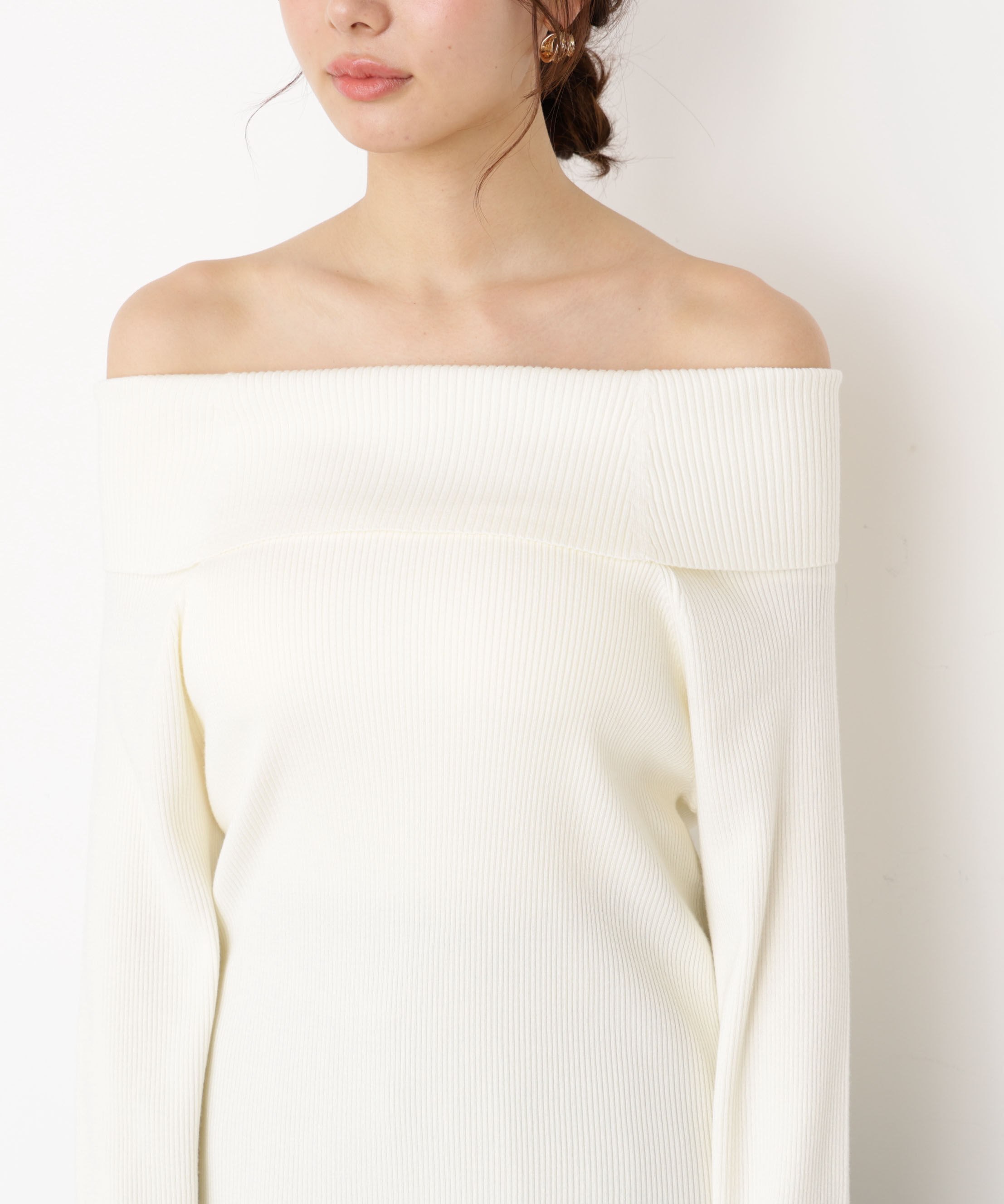 PROPORTION BODY DRESSING「＜谷川菜奈さん着用＞オフショルリブニット 25AW」|ニット・セーター|