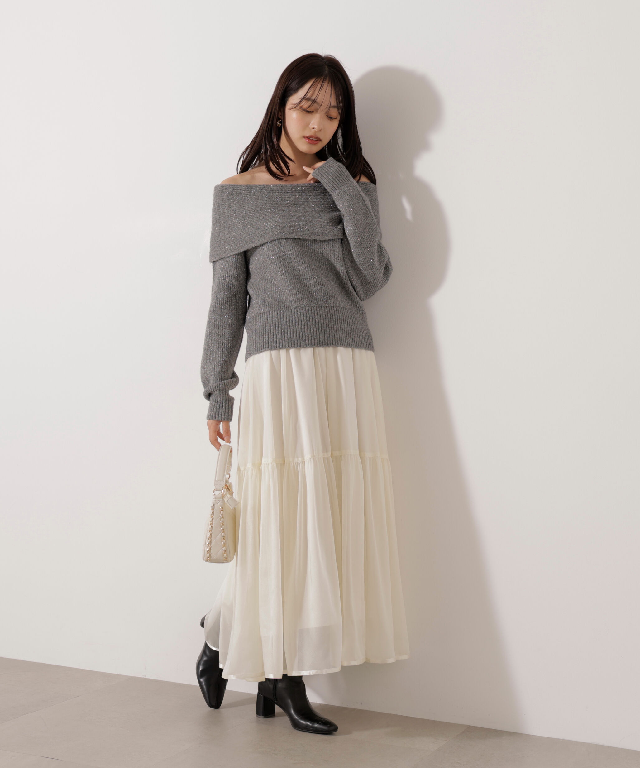 PROPORTION BODY DRESSING「ラメ入りオフショルニット」|ニット・セーター|