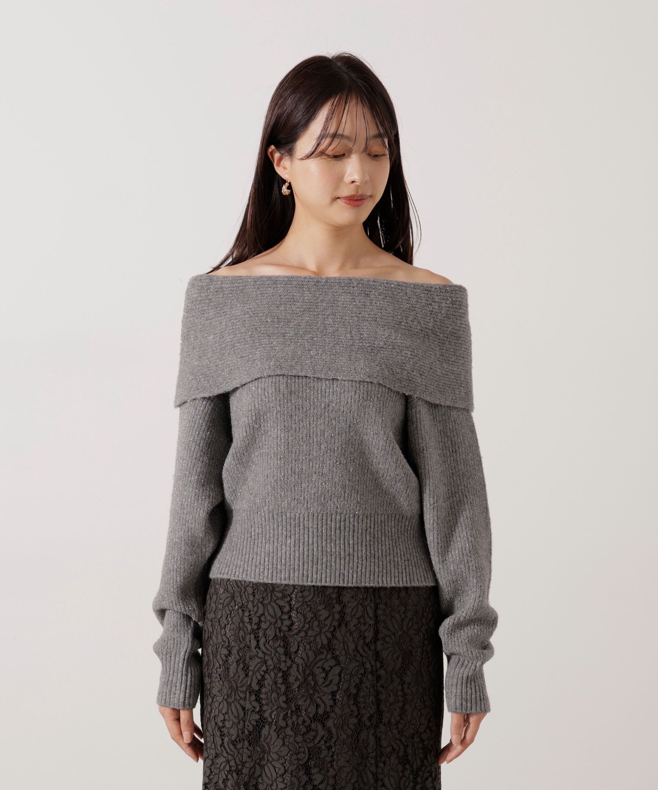 PROPORTION BODY DRESSING「ラメ入りオフショルニット」|ニット・セーター|