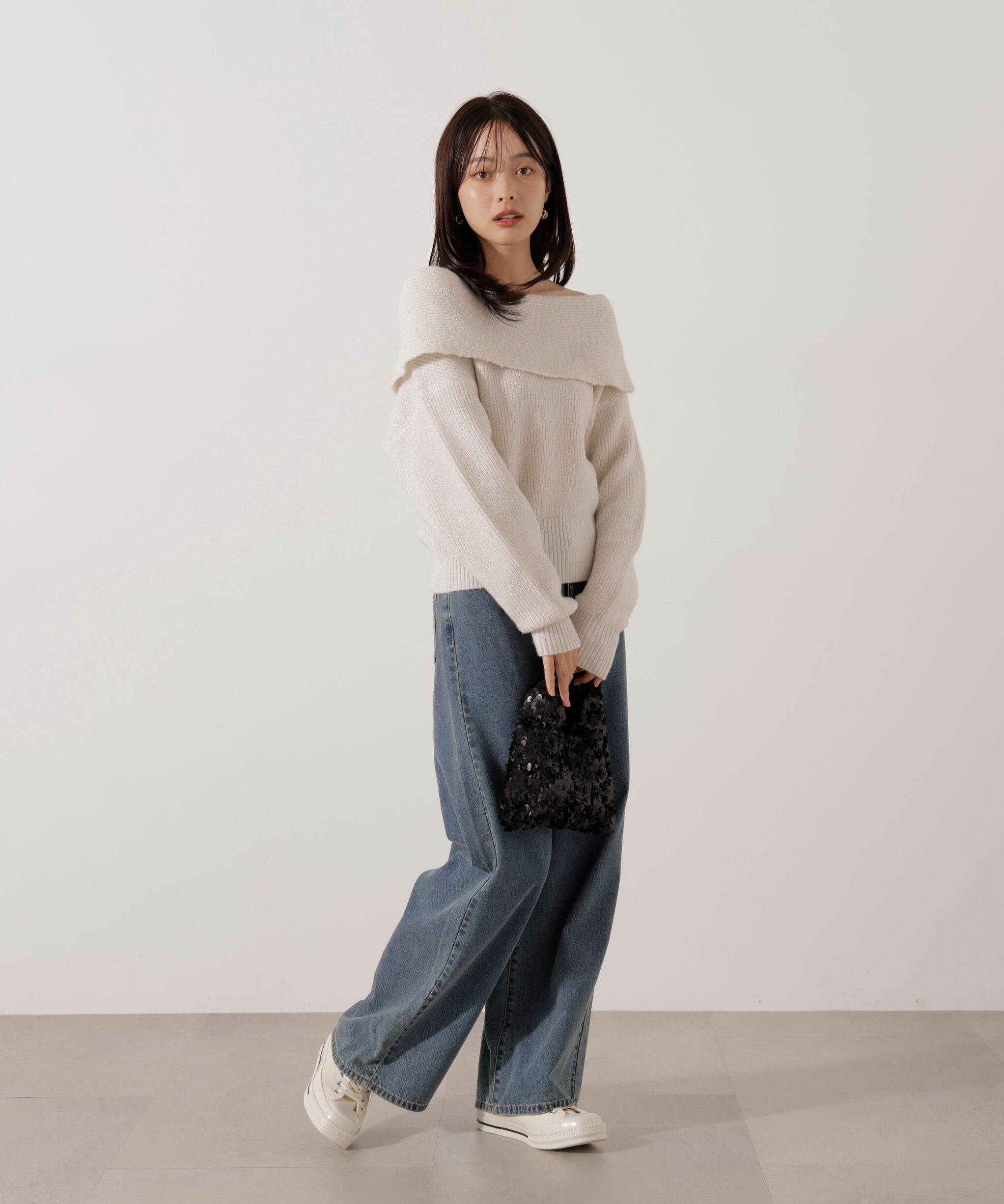 PROPORTION BODY DRESSING「ラメ入りオフショルニット」|ニット・セーター|