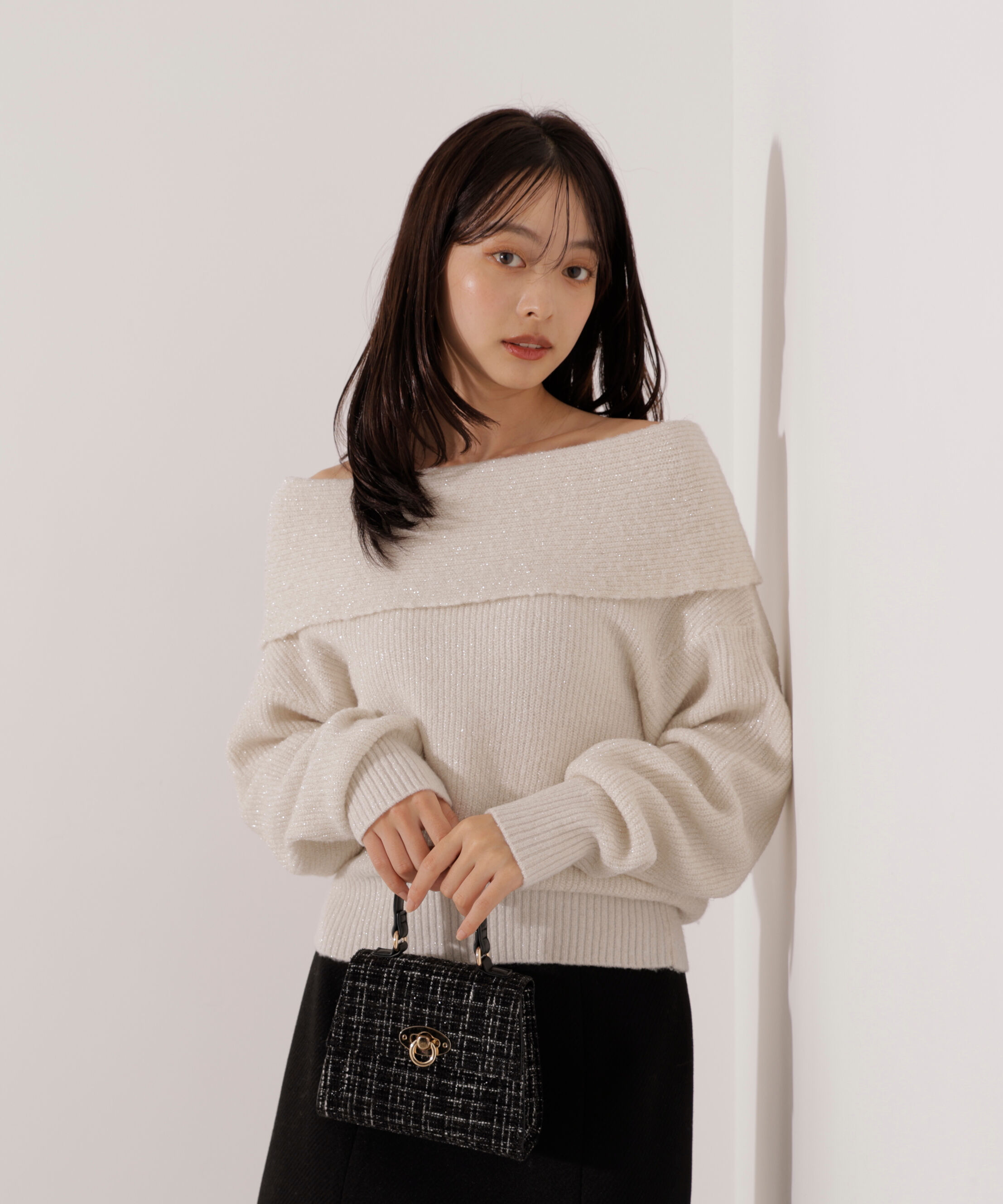 PROPORTION BODY DRESSING「ラメ入りオフショルニット」|ニット・セーター|