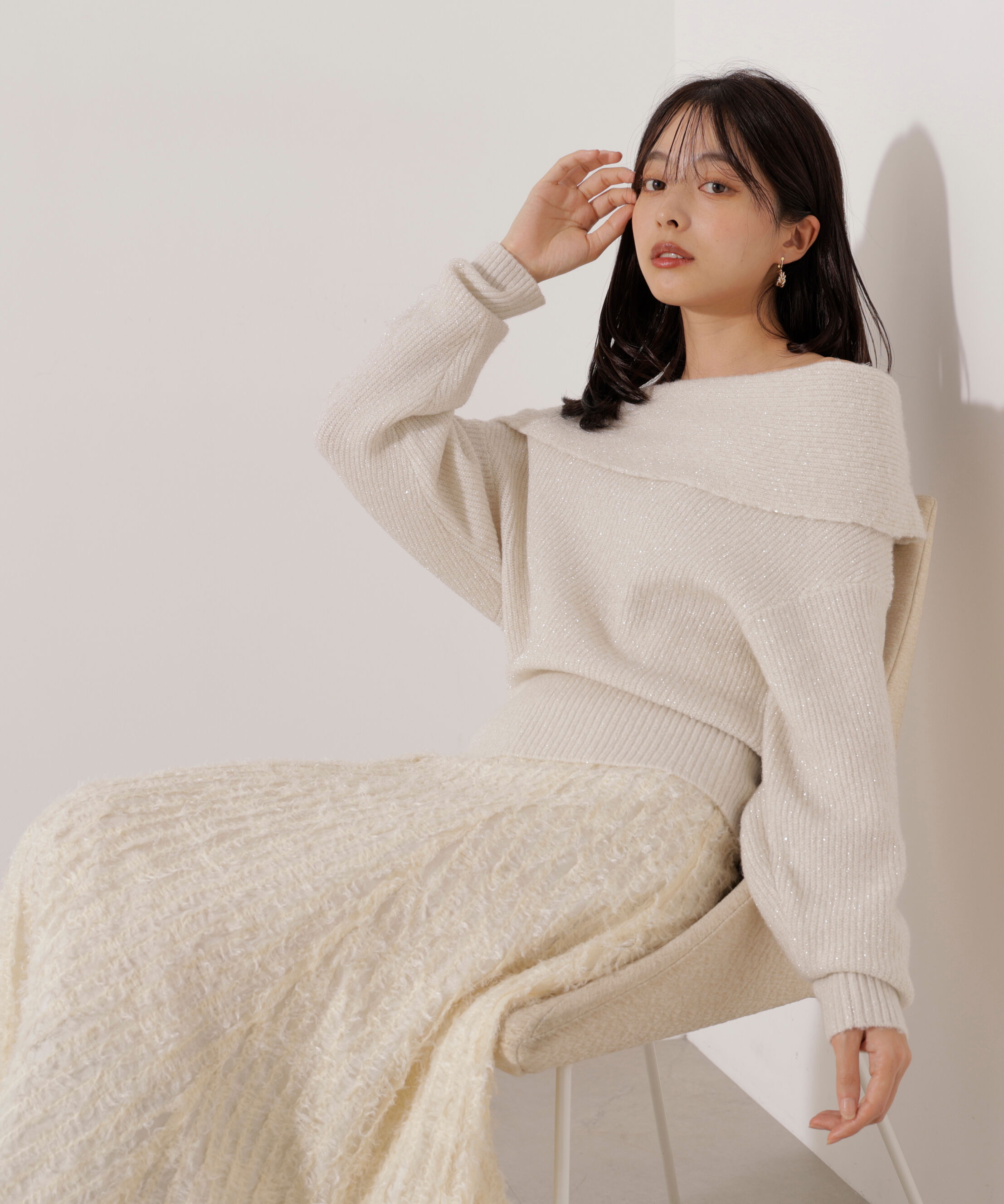 PROPORTION BODY DRESSING「ラメ入りオフショルニット」|ニット・セーター|