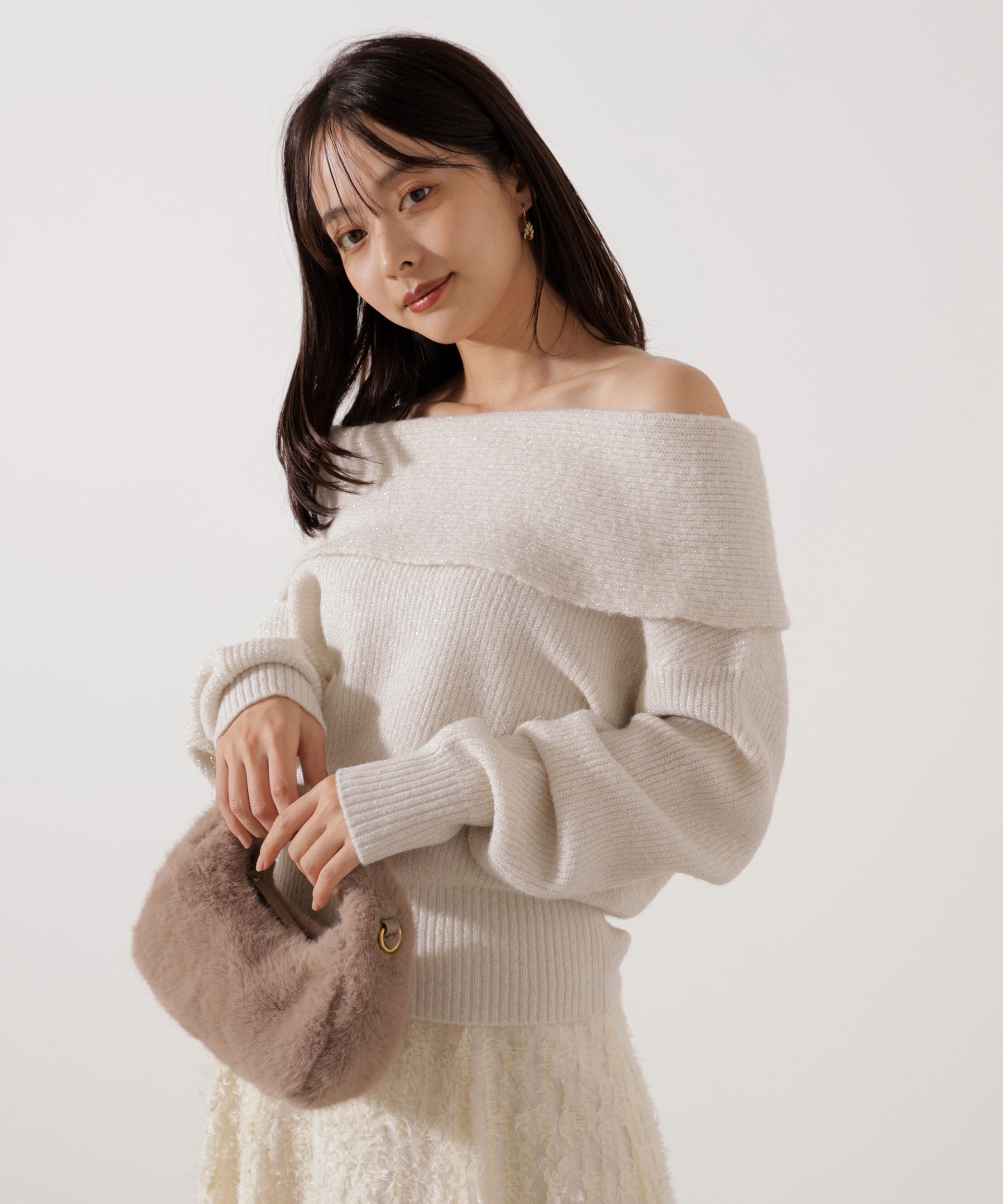 PROPORTION BODY DRESSING「ラメ入りオフショルニット」|ニット・セーター|
