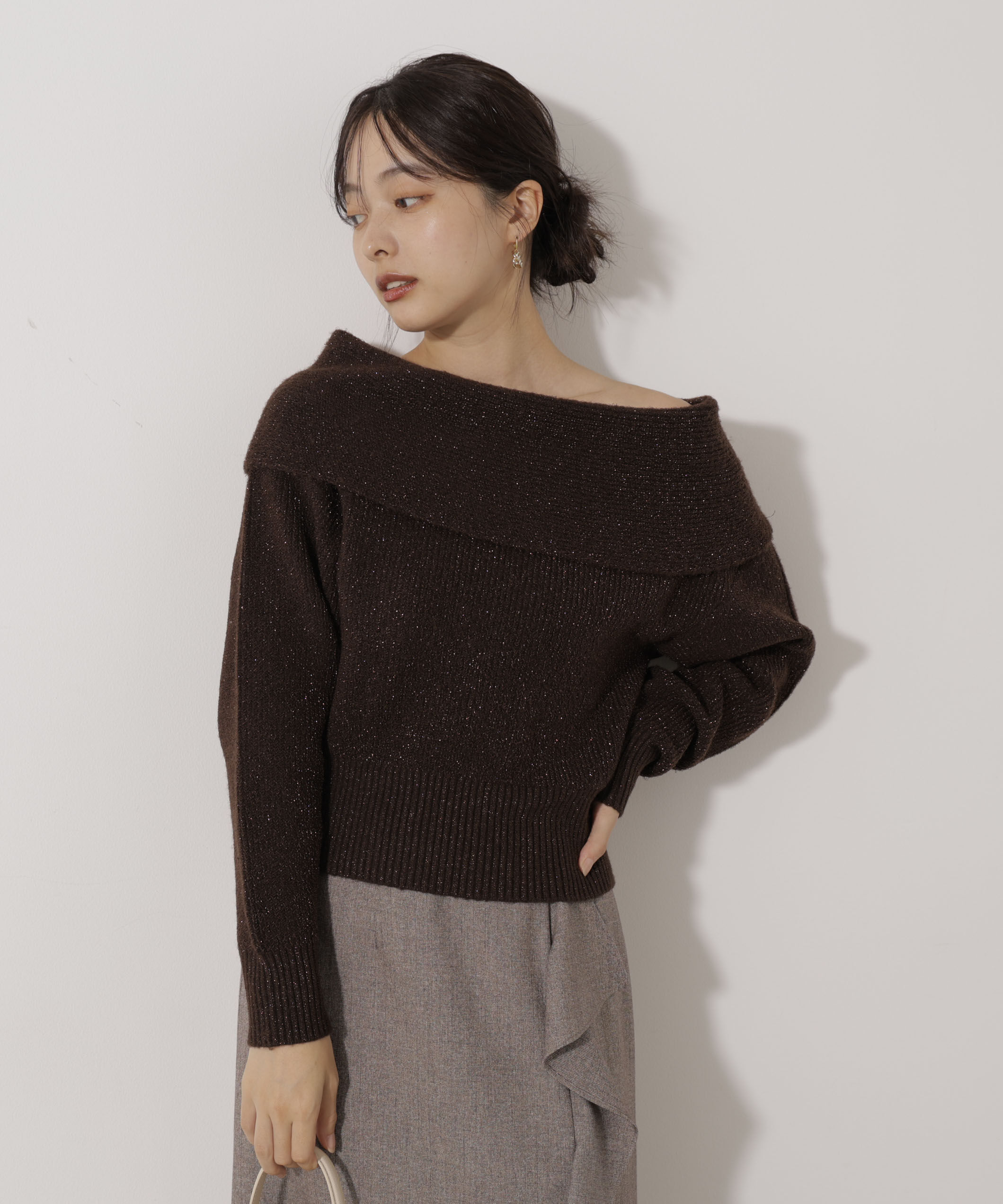 PROPORTION BODY DRESSING「ラメ入りオフショルニット」|ニット・セーター|