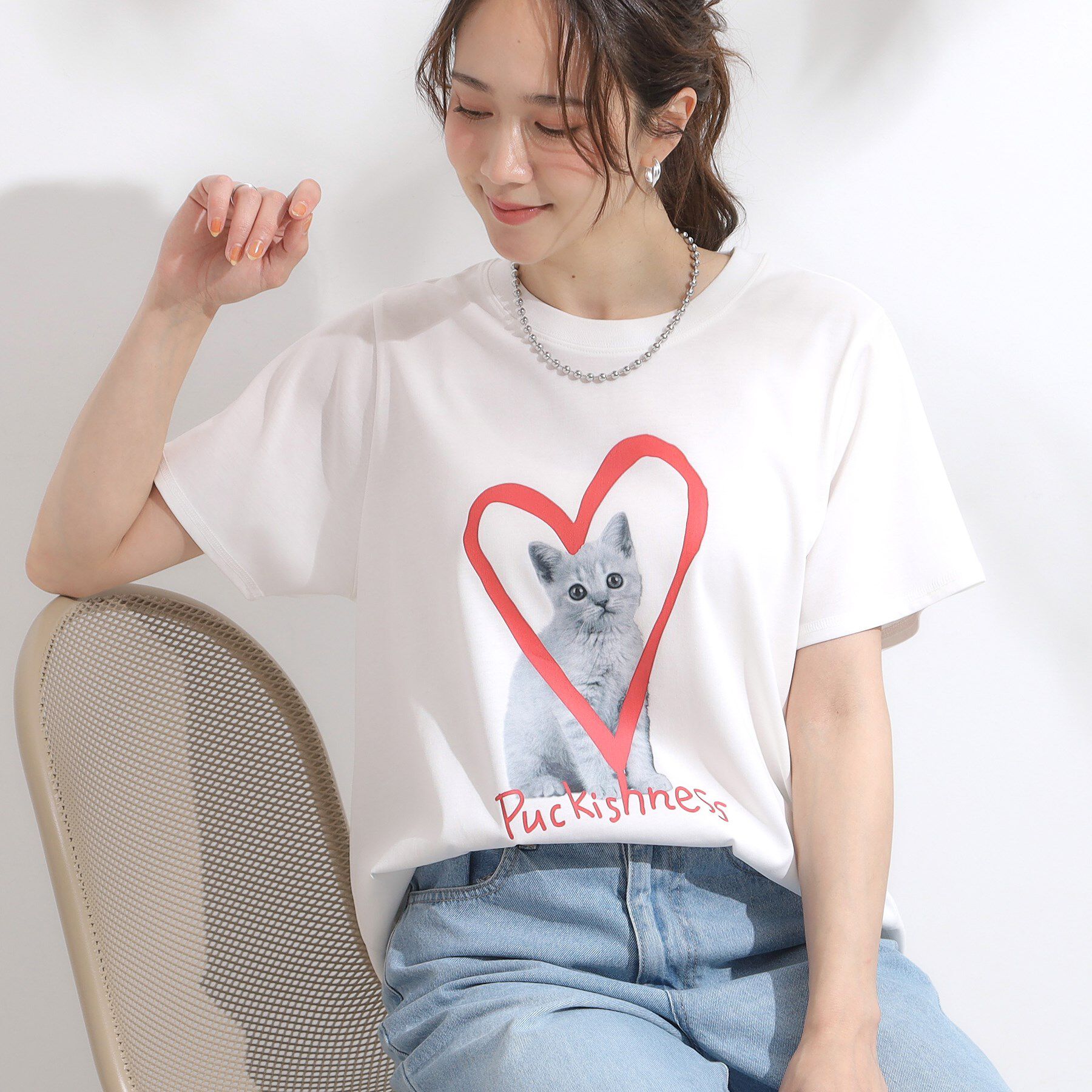 SHOO･LA･RUE「【S-LL/ひんやり/汗ジミ軽減/UVカット】グラフィックアソートTシャツ」|Tシャツ・カットソー|ホワイト(101)
