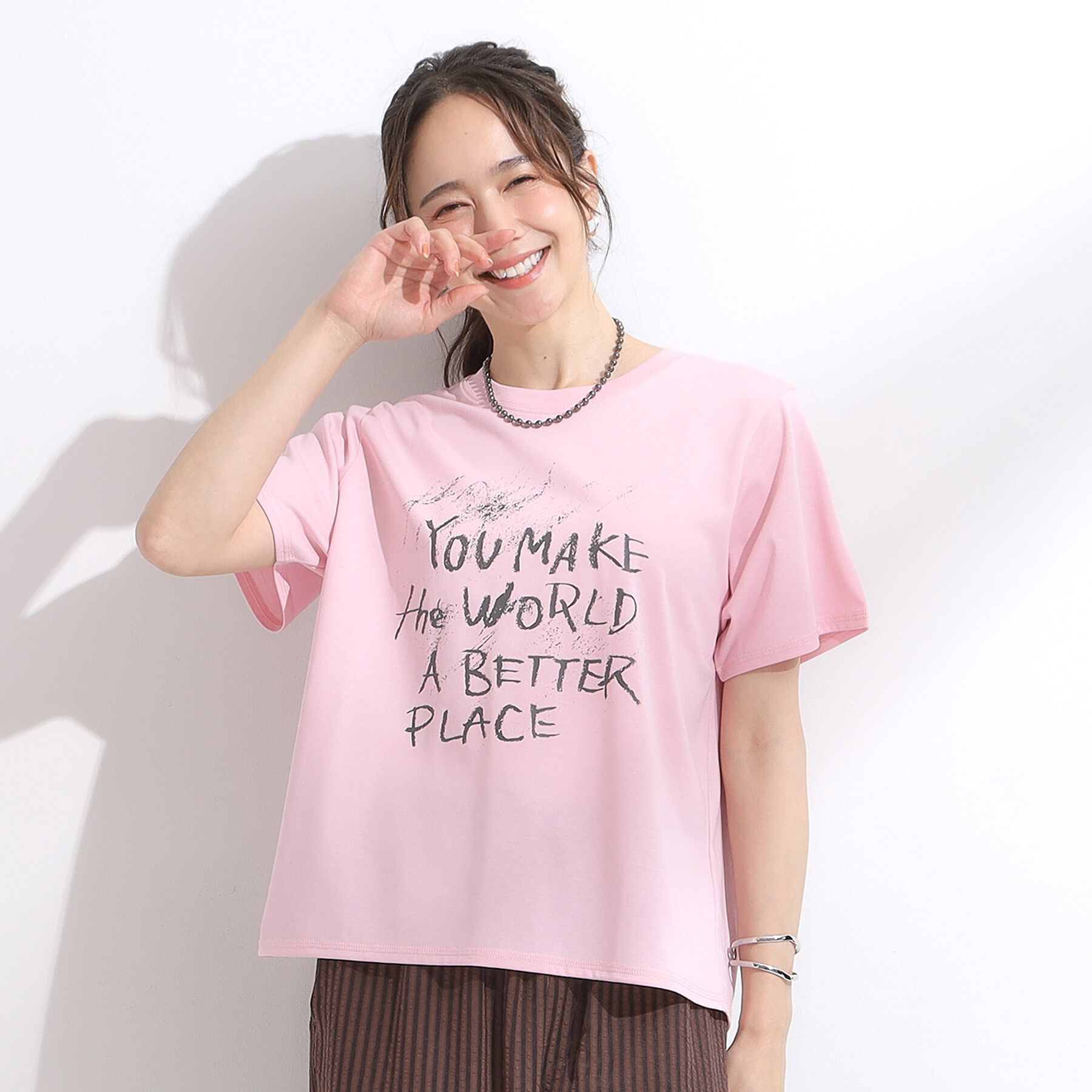 SHOO･LA･RUE「【S-LL/ひんやり/汗ジミ軽減/UVカット】グラフィックアソートTシャツ」|Tシャツ・カットソー|