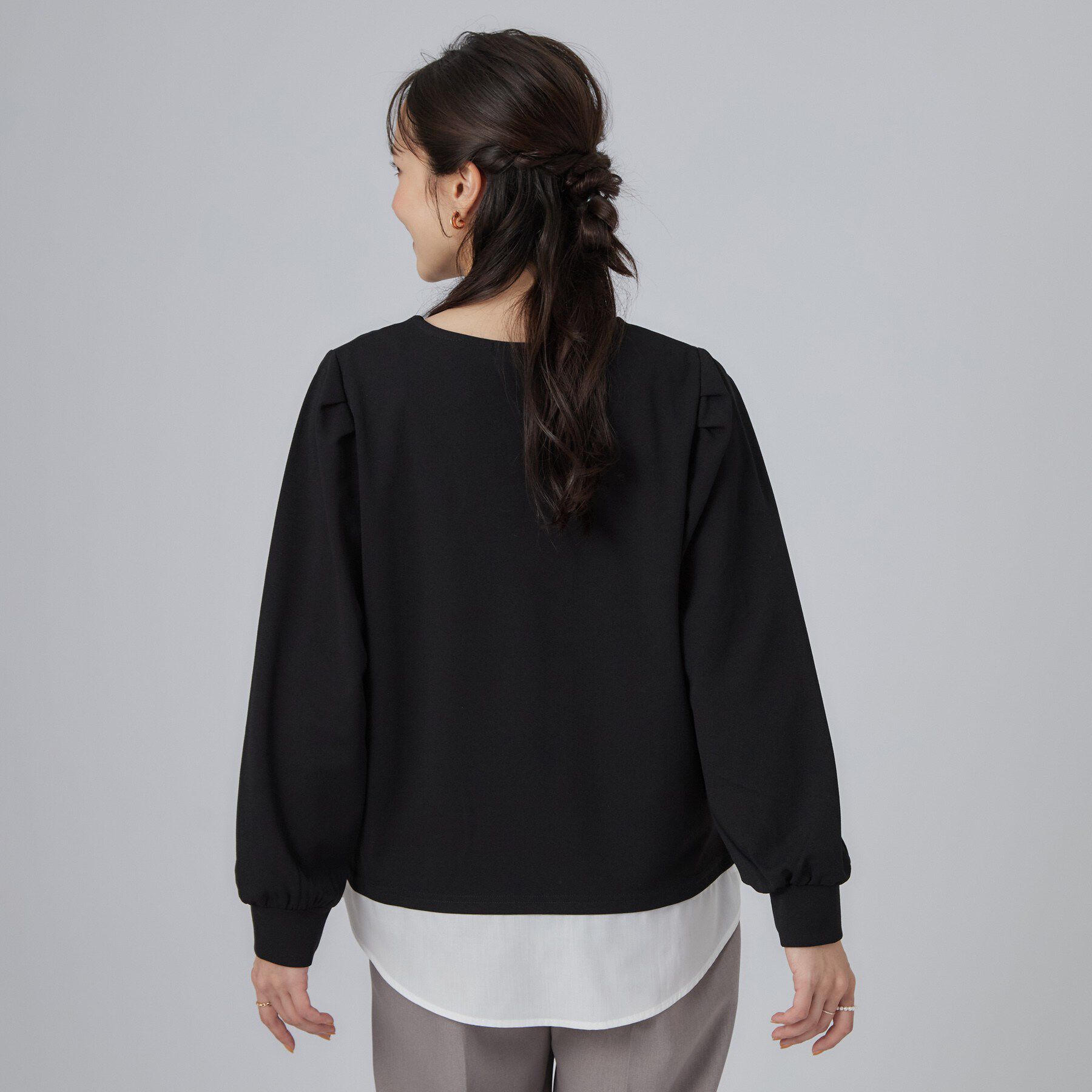 SHOO･LA･RUE「【S-LL/洗濯機可】1枚で完成 アクセいらずのレイヤード風ブラウス」|Tシャツ・カットソー|