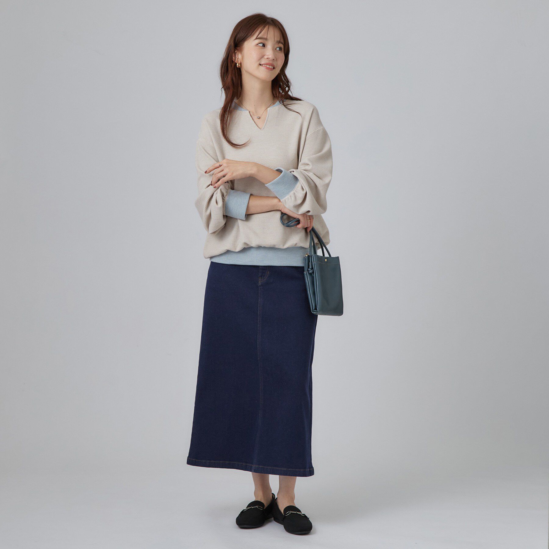 SHOO･LA･RUE「【S-LL/洗濯機可】華やかラメワッフル 配色トップス」|Tシャツ・カットソー|