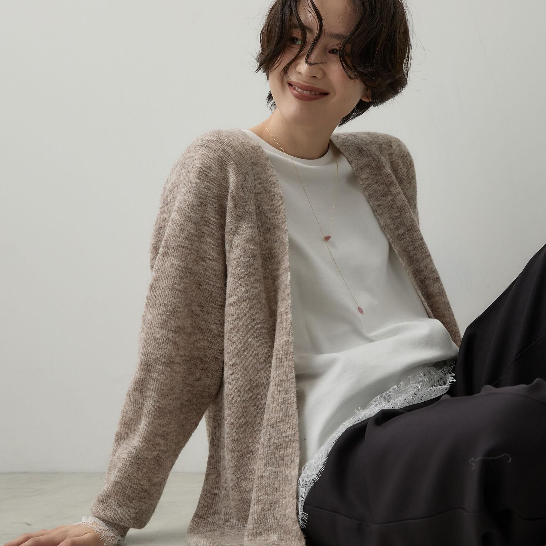 Dessin「【洗える】モヘアブレンドニット ボタンレスカーディガン」|カーディガン|