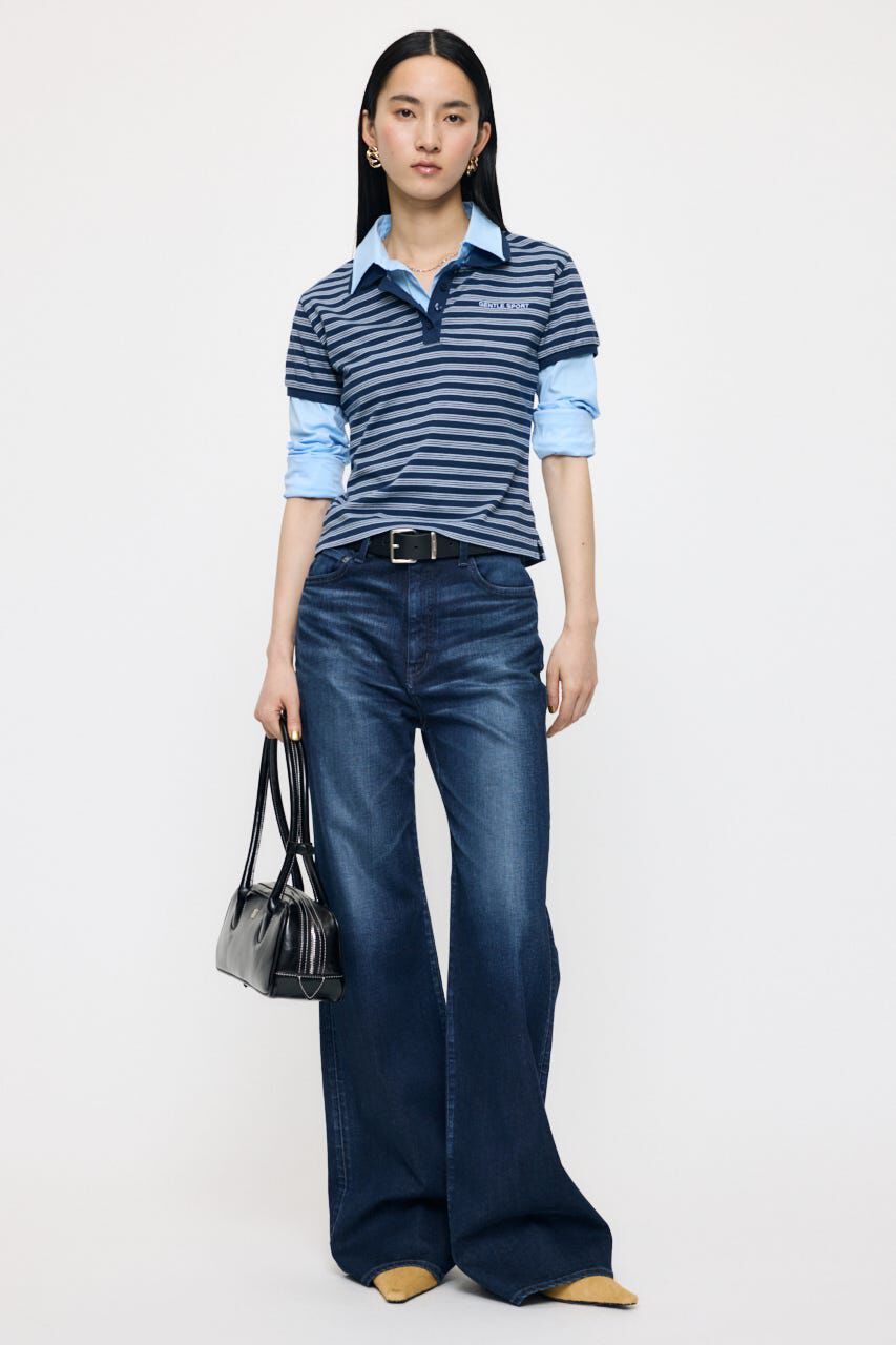 MOUSSY「SHIRT SLEEVE STRIPED POLO Tシャツ」|Tシャツ・カットソー|