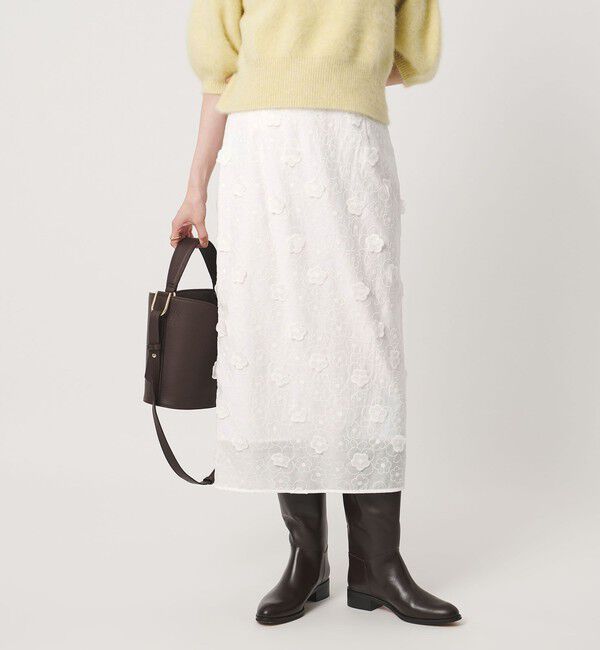 UNITED ARROWS「3Dフラワー タイトスカート ‐ウォッシャブル‐」|タイト|