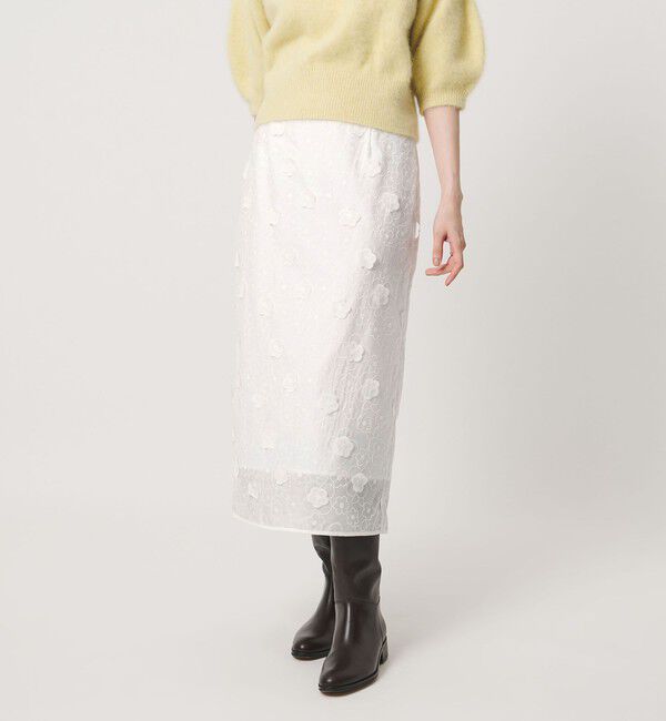 UNITED ARROWS「3Dフラワー タイトスカート ‐ウォッシャブル‐」|タイト|