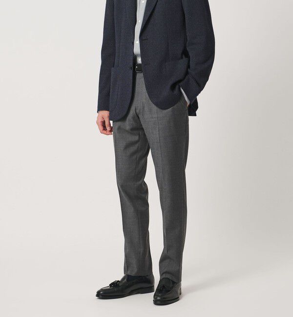 UNITED ARROWS「サイドシャーリング 1プリーツ スリムテーパード スラックス ヨコストレッチ」|スラックス|MD.GRAY
