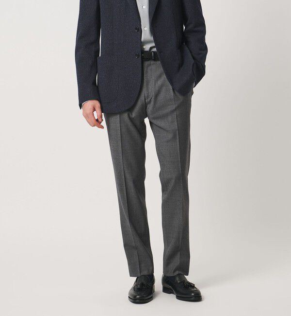 UNITED ARROWS「サイドシャーリング 1プリーツ スリムテーパード スラックス ヨコストレッチ」|スラックス|