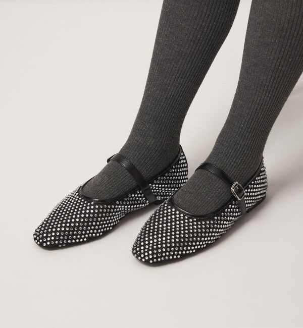 UNITED ARROWS green label relaxing「ビジューストラップ フラットシューズ」|ローファー|SILVER