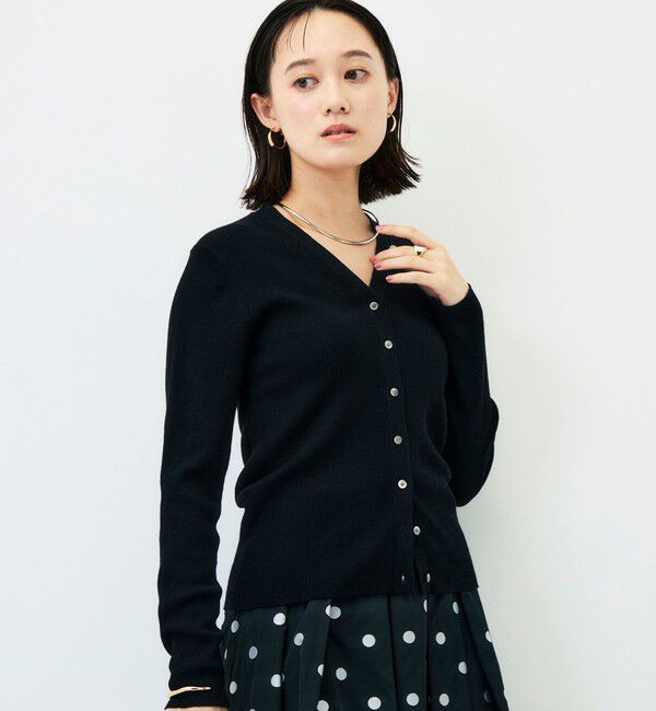 NOLLEY'S「《手洗い可能》《アンサンブル対応》16GマレーリブVネックカーディガン」|カーディガン|