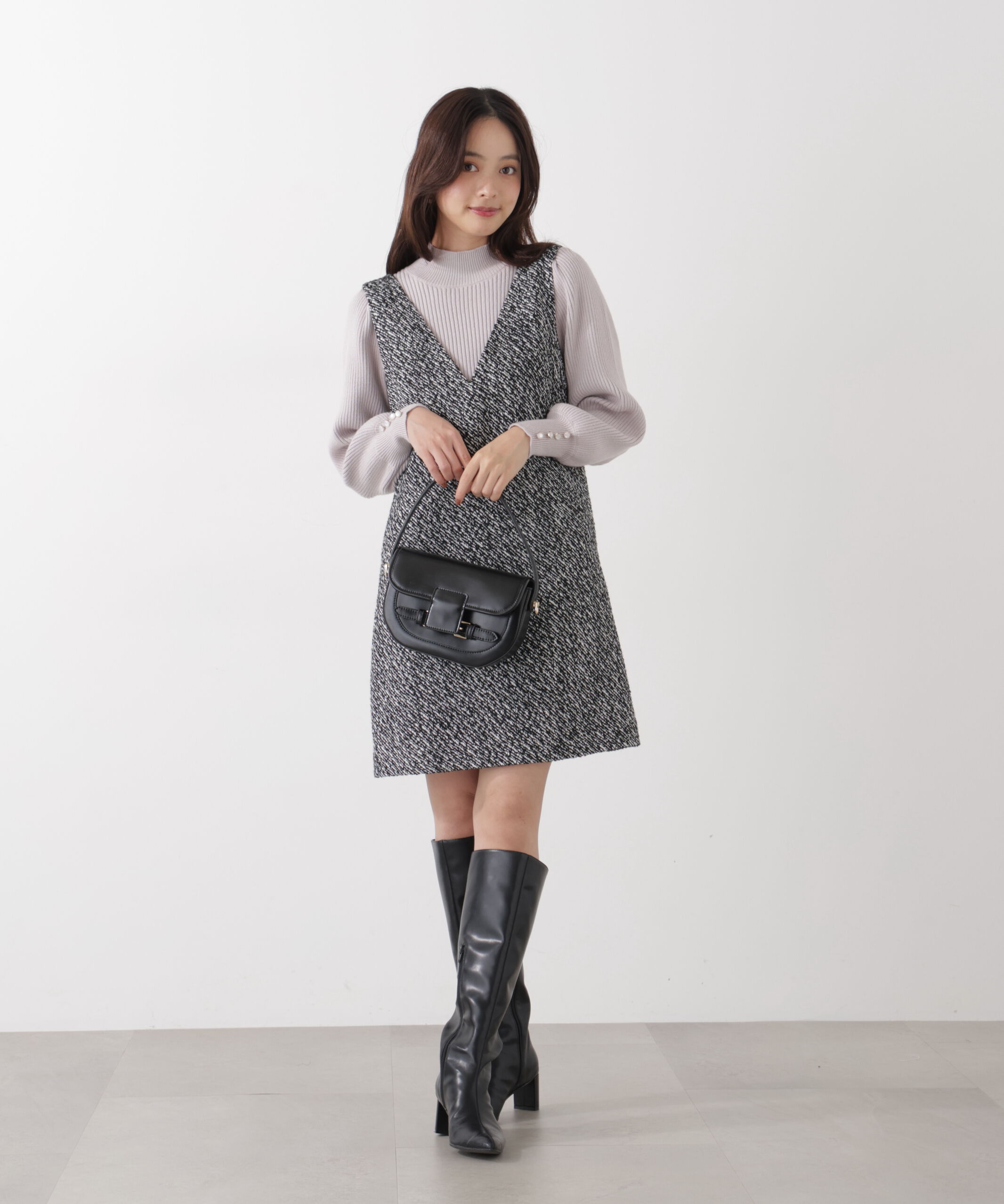 PROPORTION BODY DRESSING「＜ハンドウォッシャブル＞ハイネックボリュームスリーブニット 25AW」|ニット・セーター|