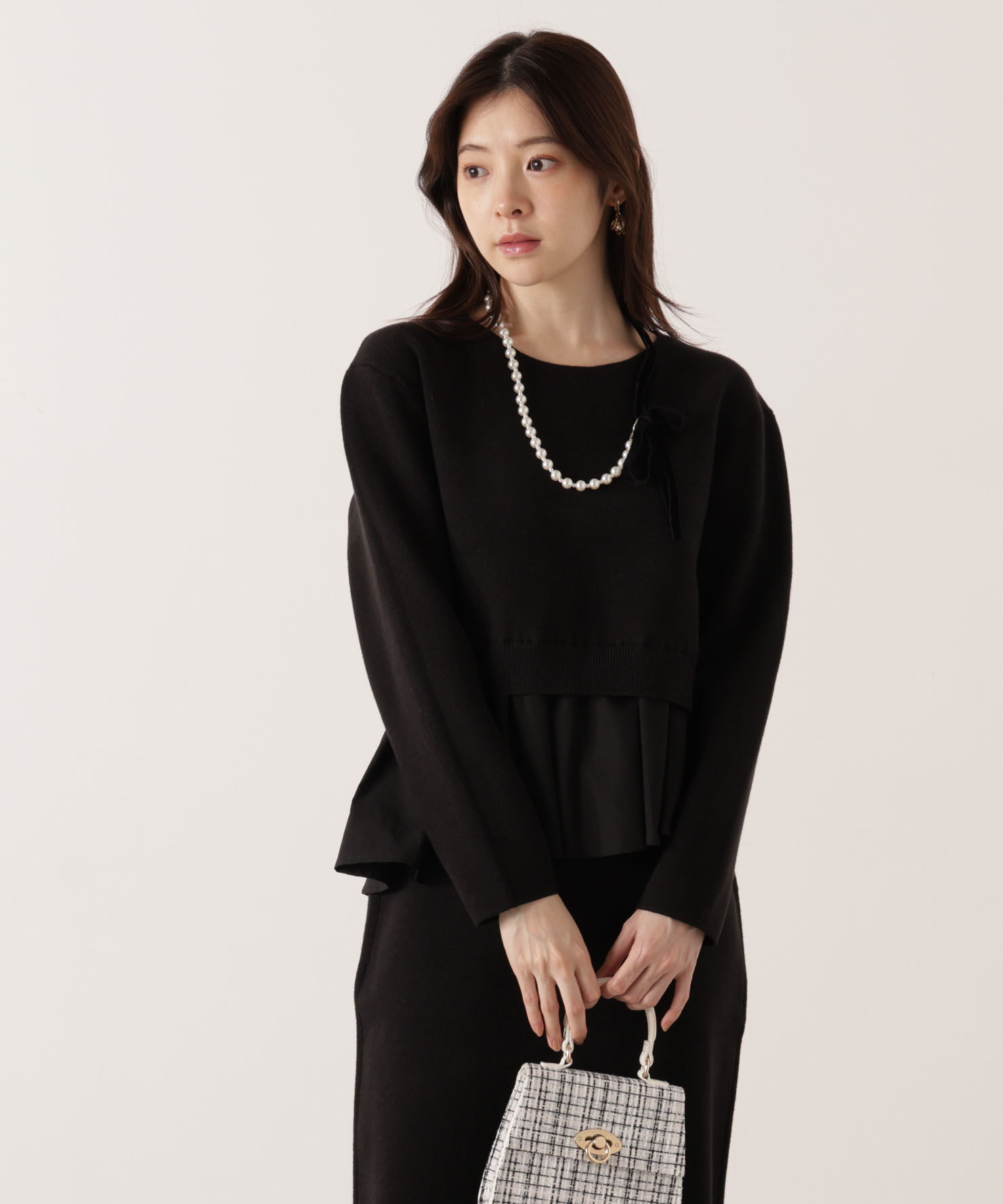 PROPORTION BODY DRESSING「＜ウォッシャブル＞ランダムヘムペプラムニットSETUP 25AW」|ワンピース|