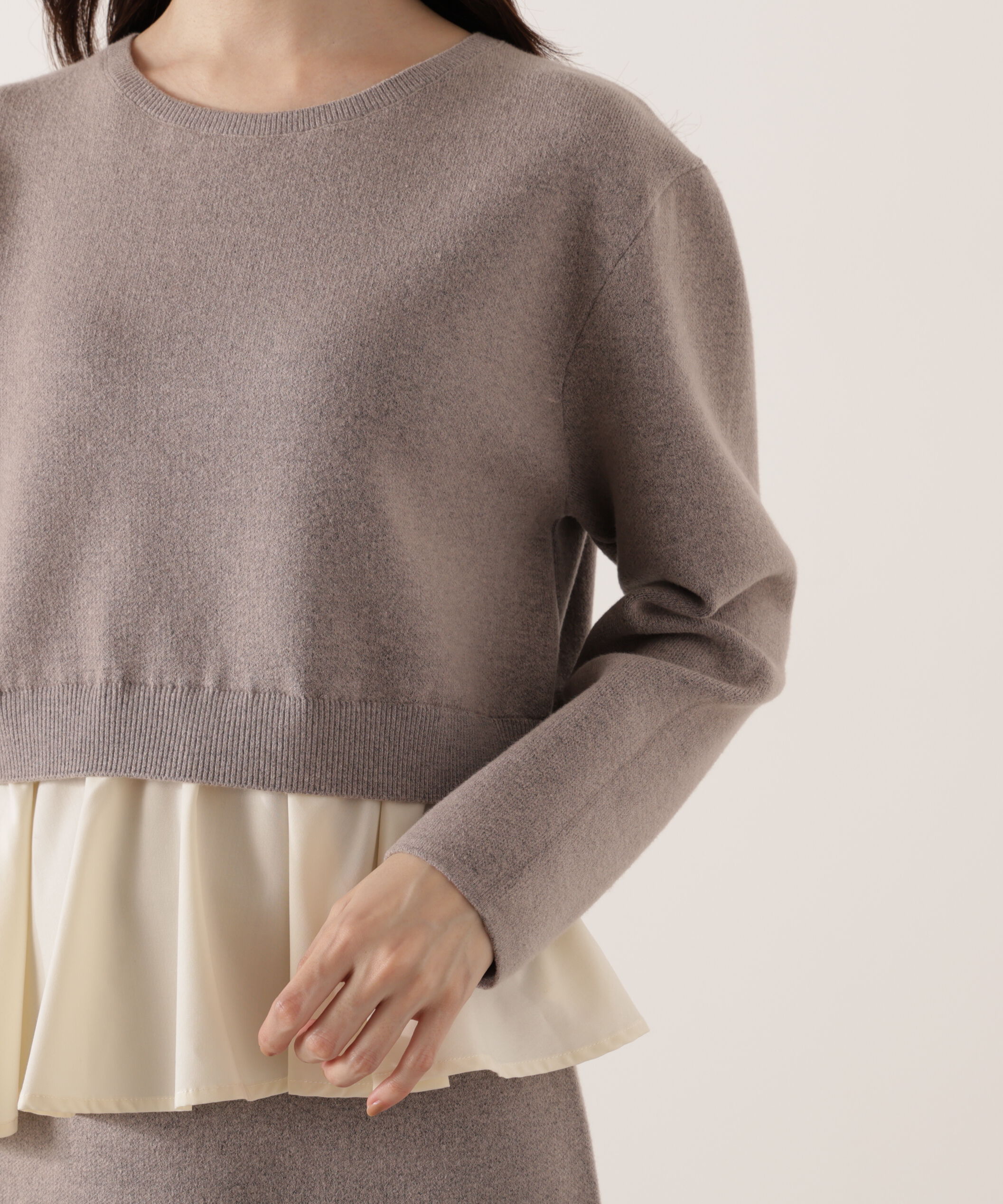 PROPORTION BODY DRESSING「＜ウォッシャブル＞ランダムヘムペプラムニットSETUP 25AW」|ワンピース|