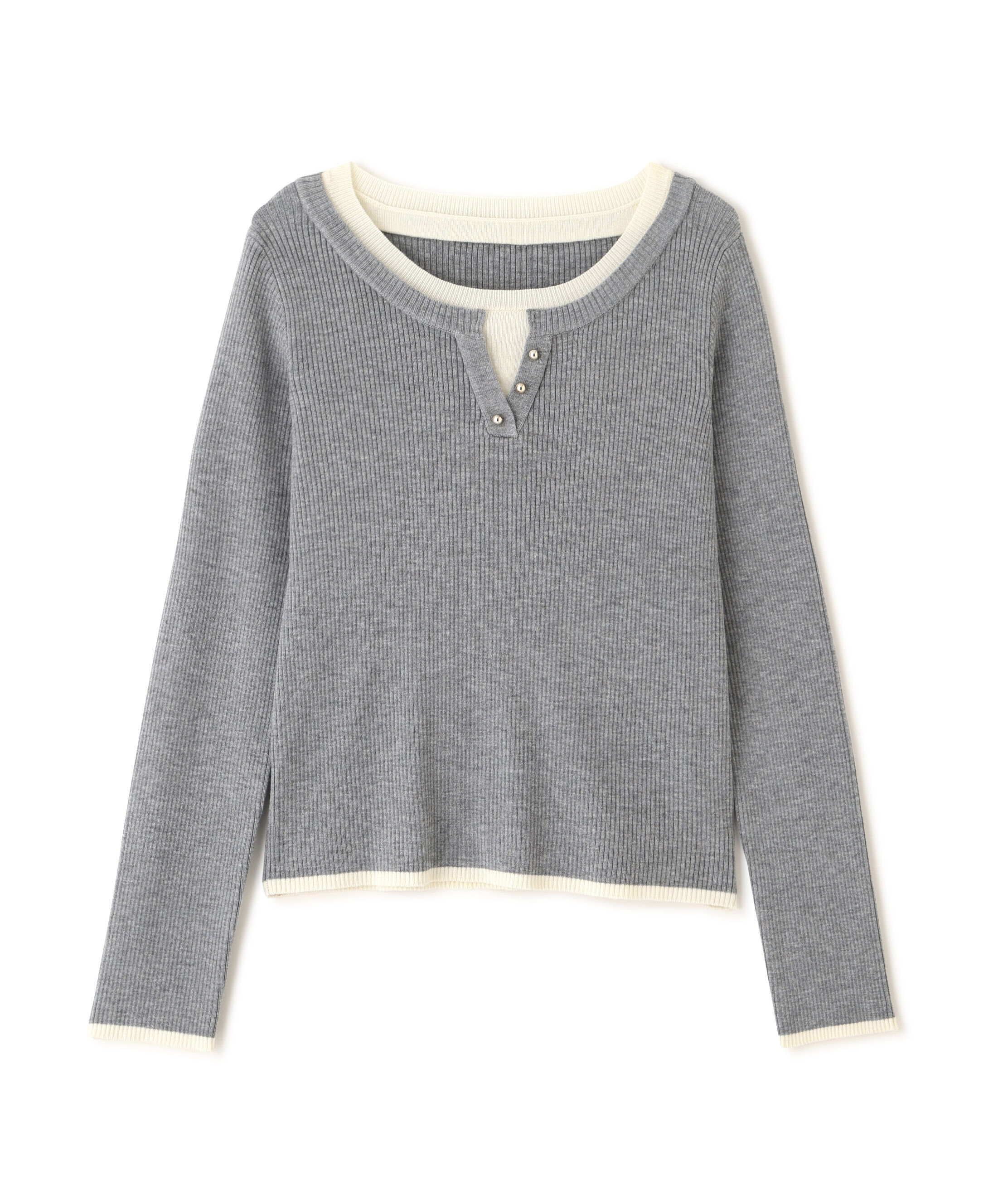PROPORTION BODY DRESSING「＜ウォッシャブル＞レイヤード風ヘンリーネックニット 25AW」|ニット・セーター|