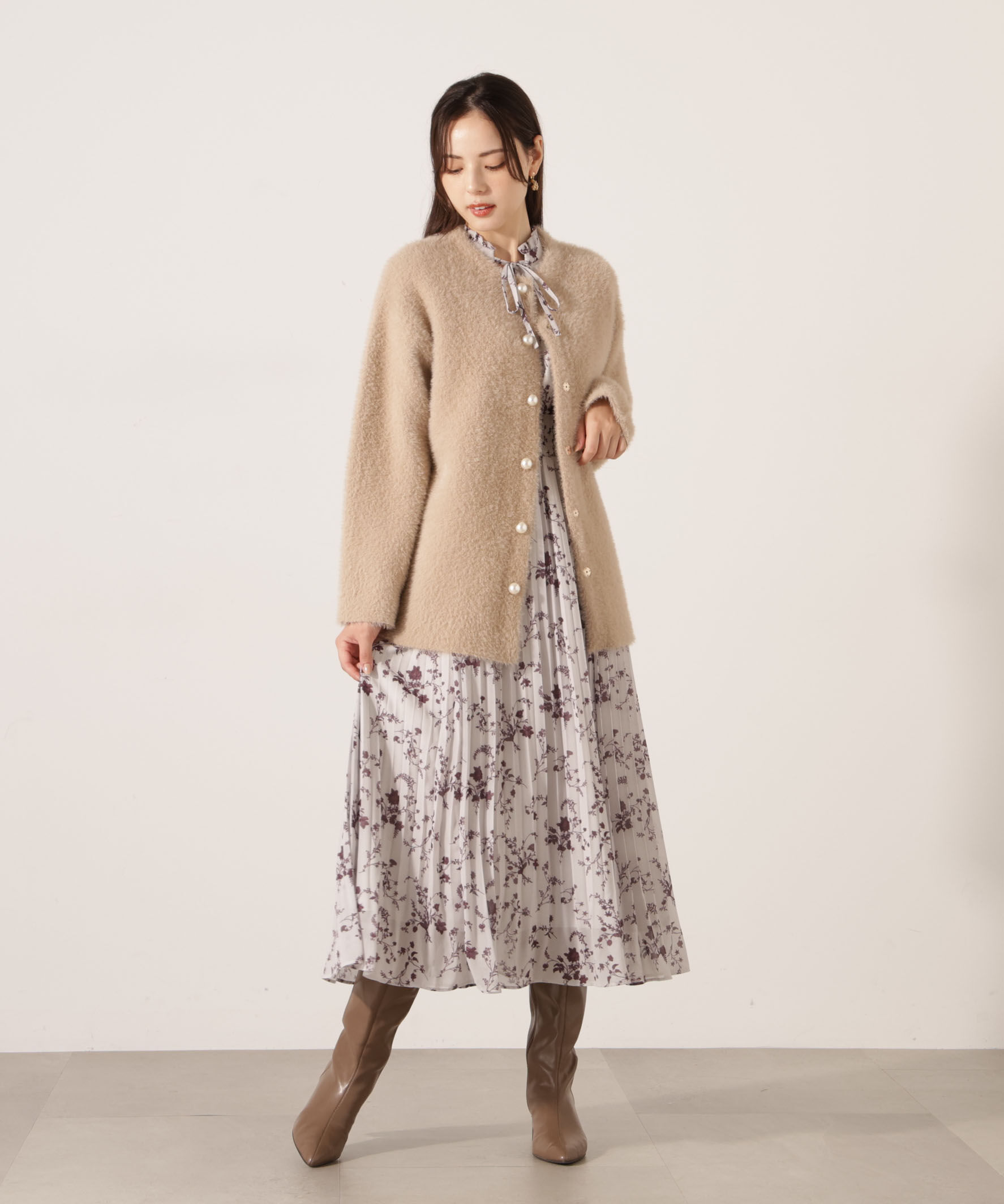 PROPORTION BODY DRESSING「花柄プリーツワンピース 25AW」|ワンピース|
