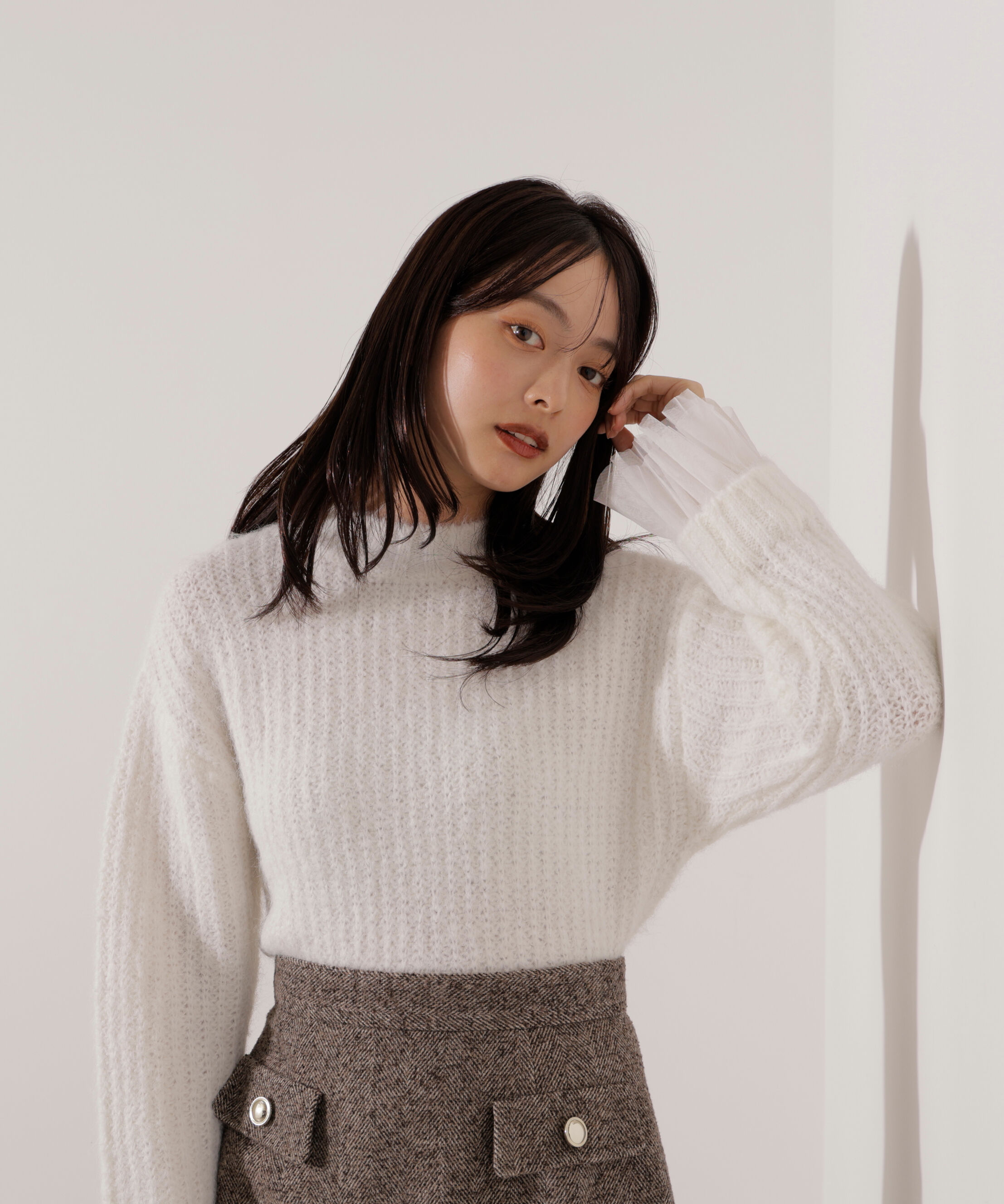 PROPORTION BODY DRESSING「<ウォッシャブル>チュールスリーブボックスニット」|ニット・セーター|