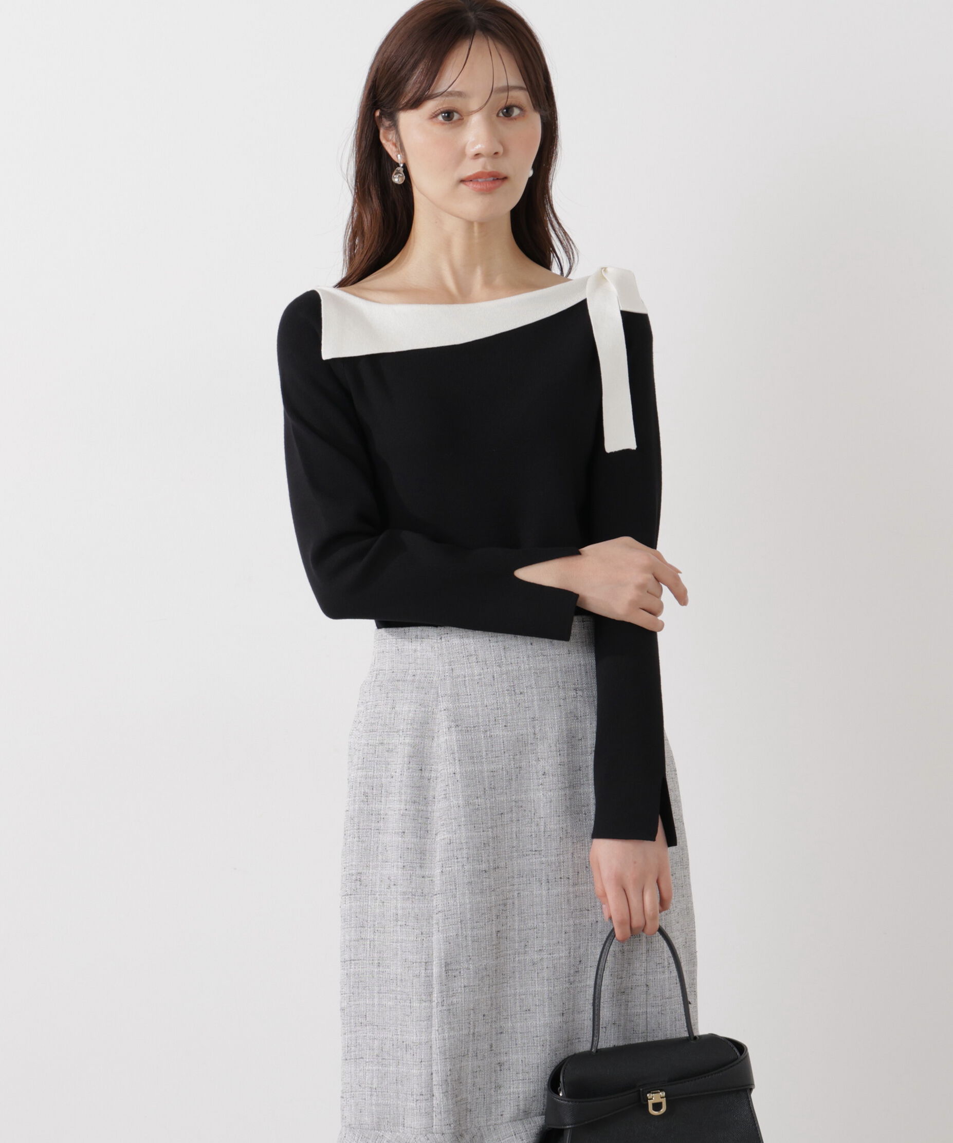 PROPORTION BODY DRESSING「＜ウォッシャブル/UV＞サイドリボン総針ニット」|ニット・セーター|