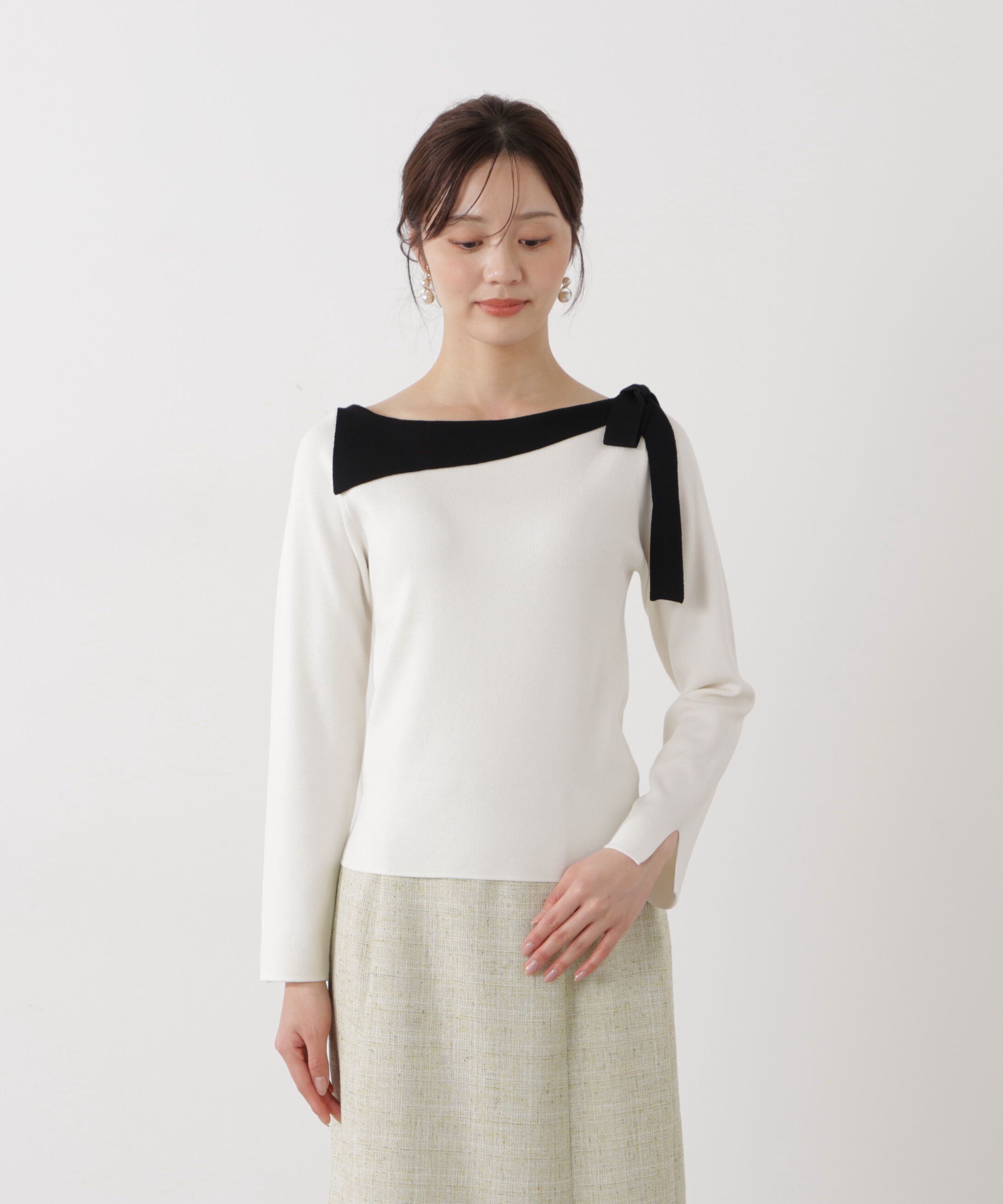 PROPORTION BODY DRESSING「＜ウォッシャブル/UV＞サイドリボン総針ニット」|ニット・セーター|