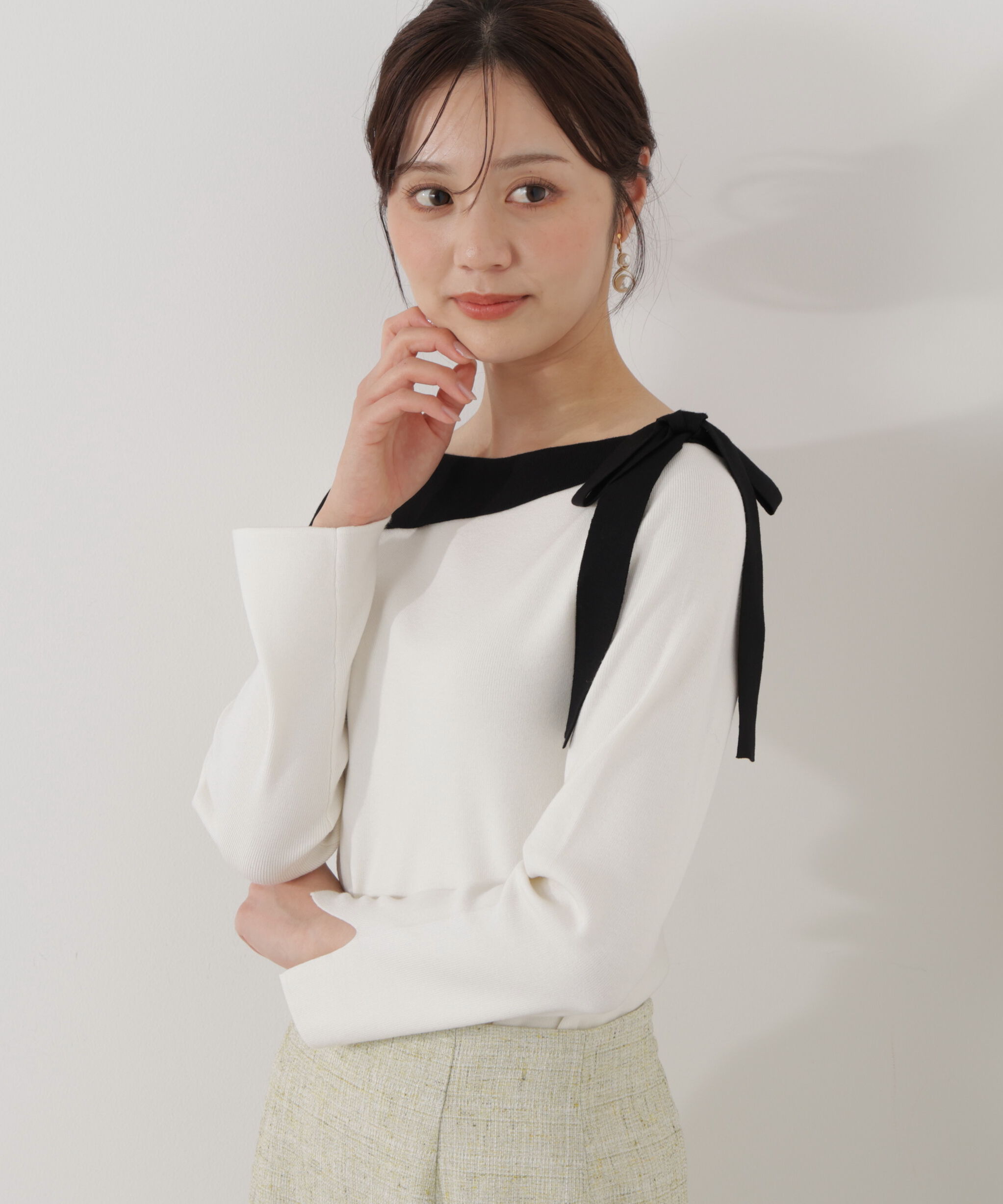 PROPORTION BODY DRESSING「＜ウォッシャブル/UV＞サイドリボン総針ニット」|ニット・セーター|