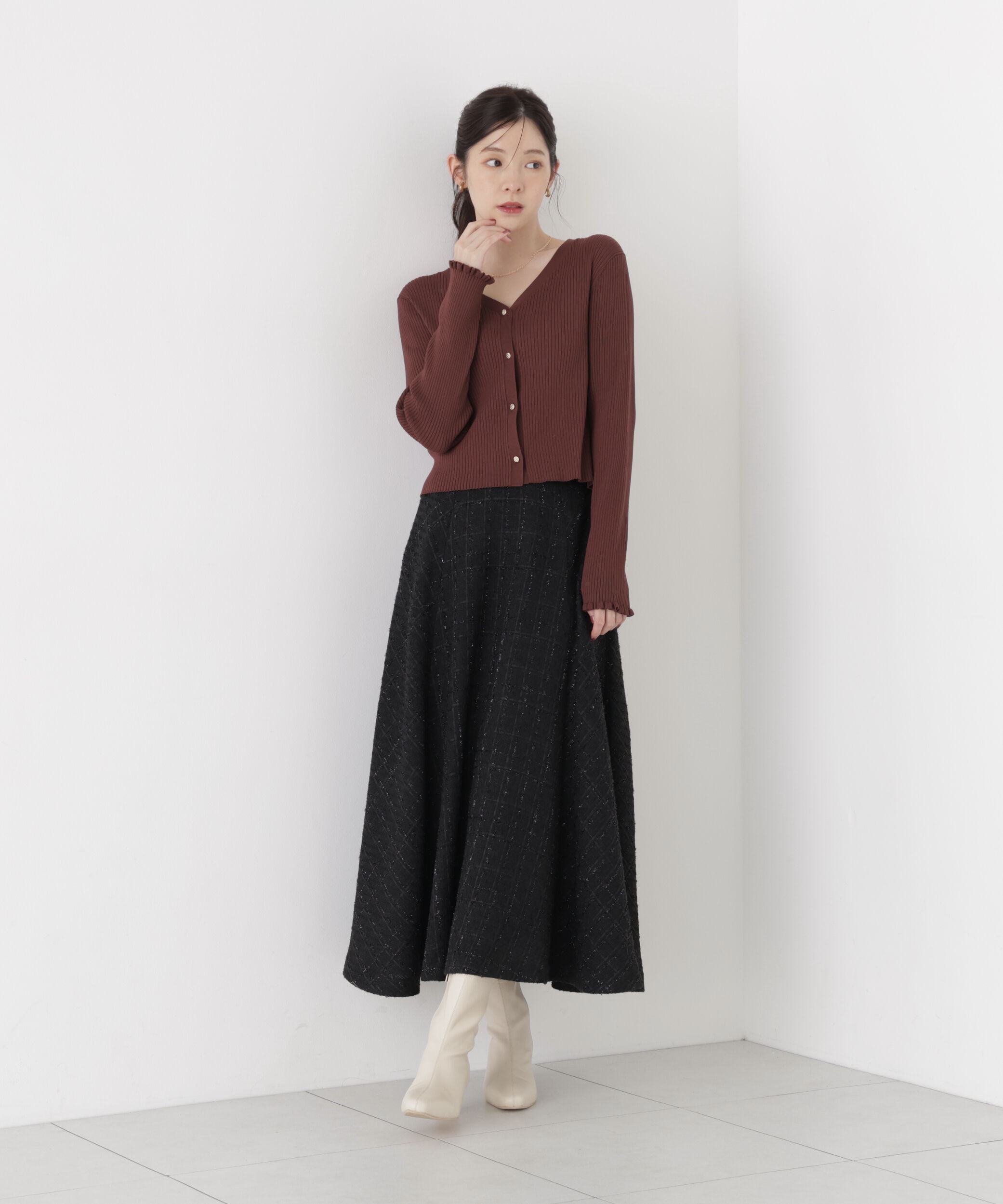 PROPORTION BODY DRESSING「ツイードフレアスカート」|スカート|