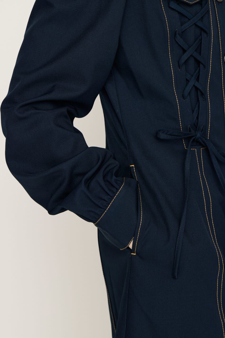 SLY「LACE UP FRONT BUTTON ショートワンピース」|ワンピース|