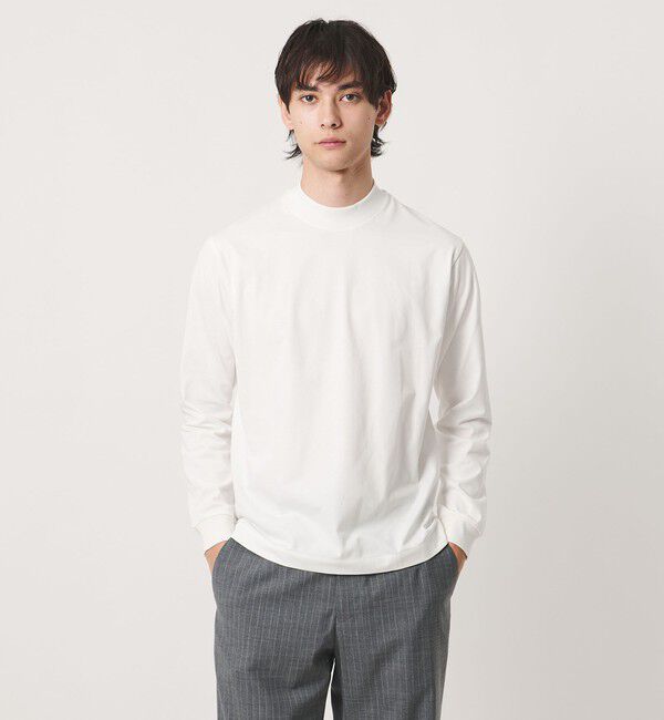 UNITED ARROWS「ALBINI オーガニックコットン モックネック ロングスリーブ Tシャツ 抗菌防臭」|Tシャツ・カットソー|