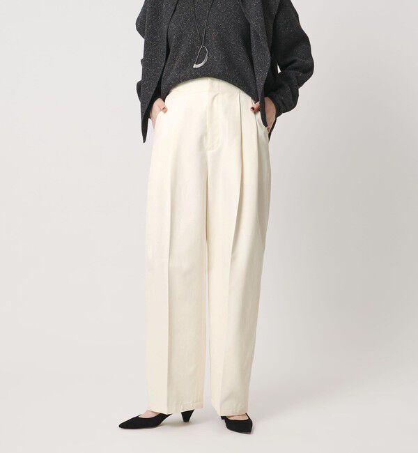 conte「＜conte＞サイドアジャスター タックワイドパンツ」|チノ|OFF WHITE