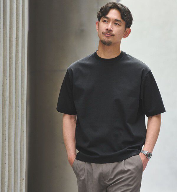 UNITED ARROWS green label relaxing「【WEB限定】JUST fit ポンチ 半袖 Tシャツ カットソー -汗染み防止-」|Tシャツ・カットソー|BLACK