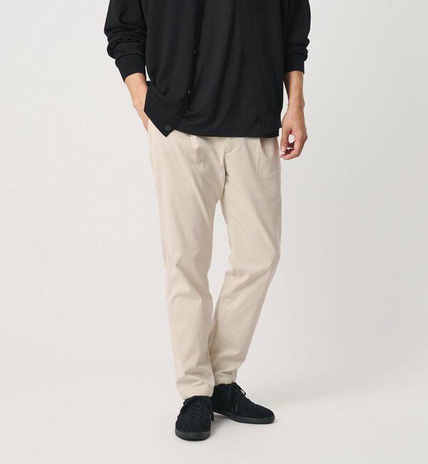 BEAUTY&YOUTH UNITED ARROWS「トリコット コーデュロイ 1プリーツ イージー パンツ NO.5 ヨコストレッチ」|チノ|OFF WHITE