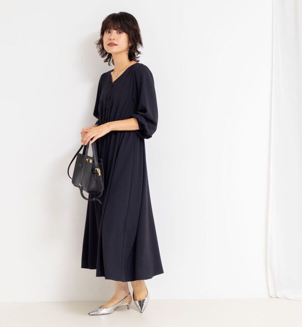 NOLLEY'S sophi「ウォッシャブルジョーゼットVネックギャザーワンピース」|ワンピース|
