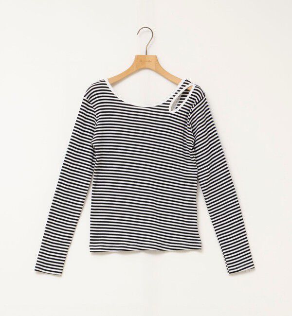 Rie Miller「ウォッシャブルアシンメトリー2WAYボーダーロンT」|Tシャツ・カットソー|