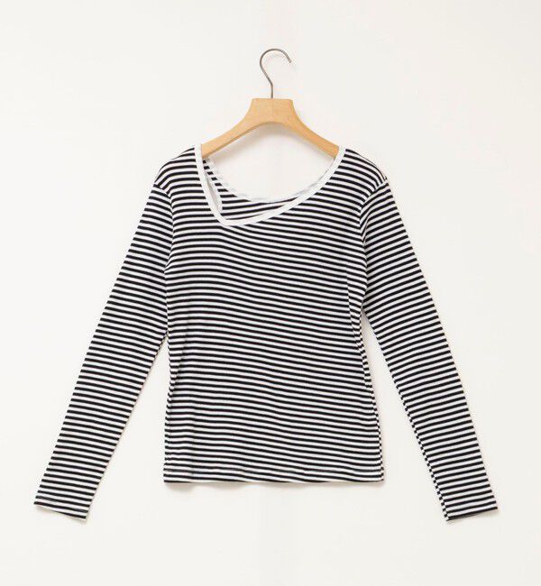 Rie Miller「ウォッシャブルアシンメトリー2WAYボーダーロンT」|Tシャツ・カットソー|