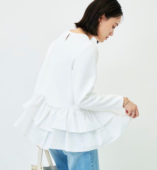 NOLLEY'S「《セットアップ対応/UVカット/2WAYストレッチ》ウォッシャブダルンボール裾フリルプルオーバー」|Tシャツ・カットソー|